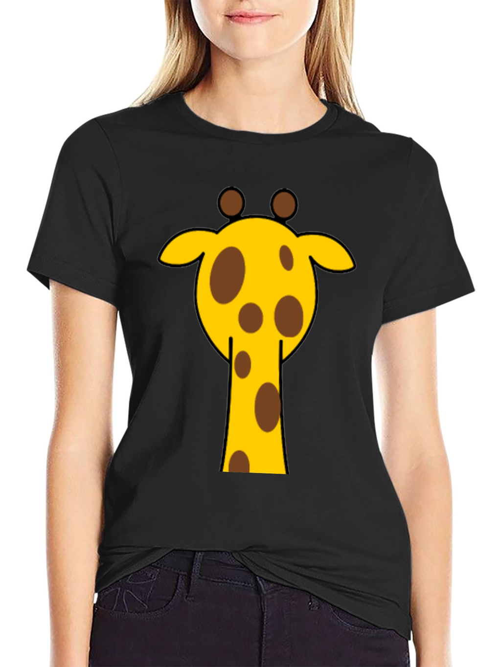Giraffe Graphic Tee - Casual Black T-Shirt