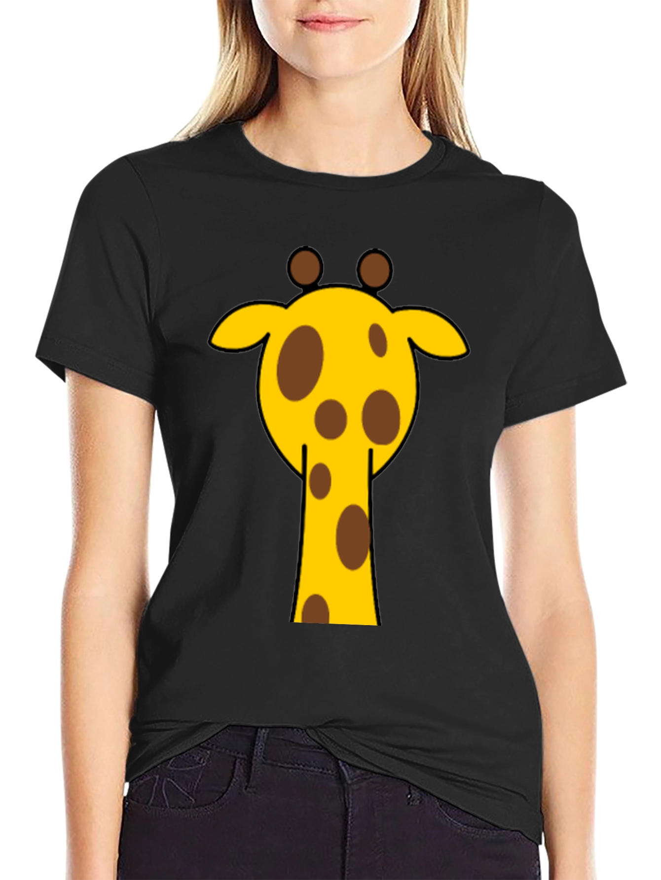 Giraffe Graphic Tee - Casual Black T-Shirt