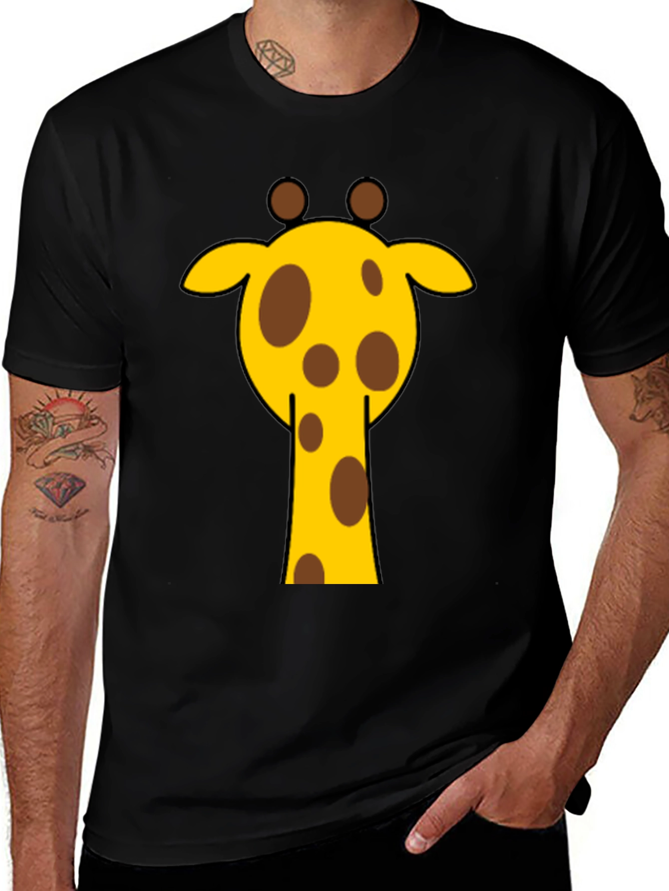 Giraffe Graphic Tee - Casual Black T-Shirt