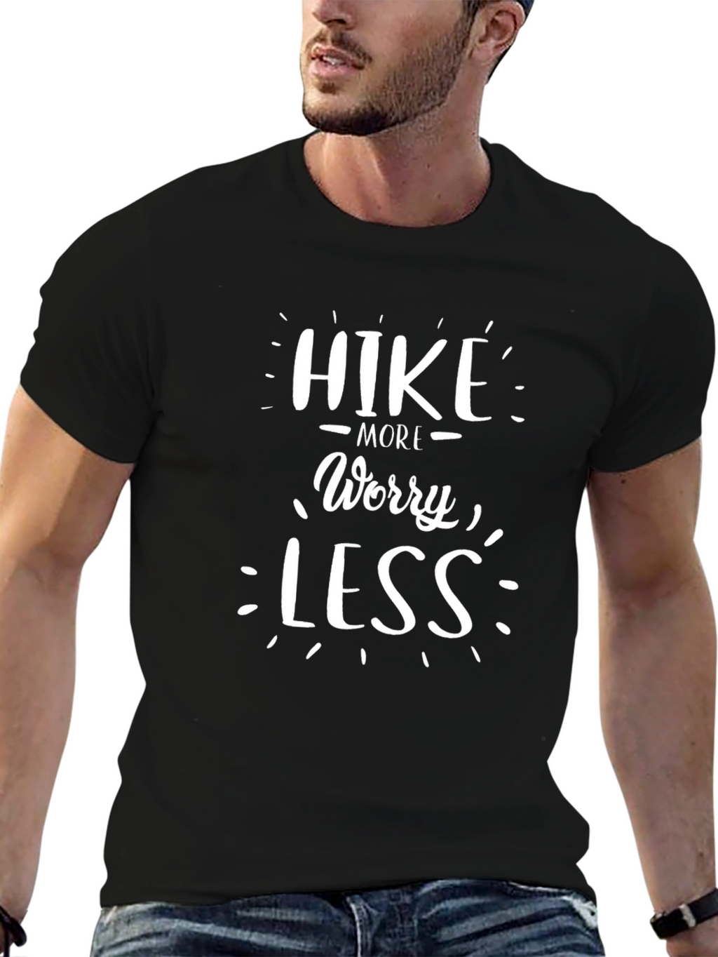 Hike More Worry Less Black Graphic Tee