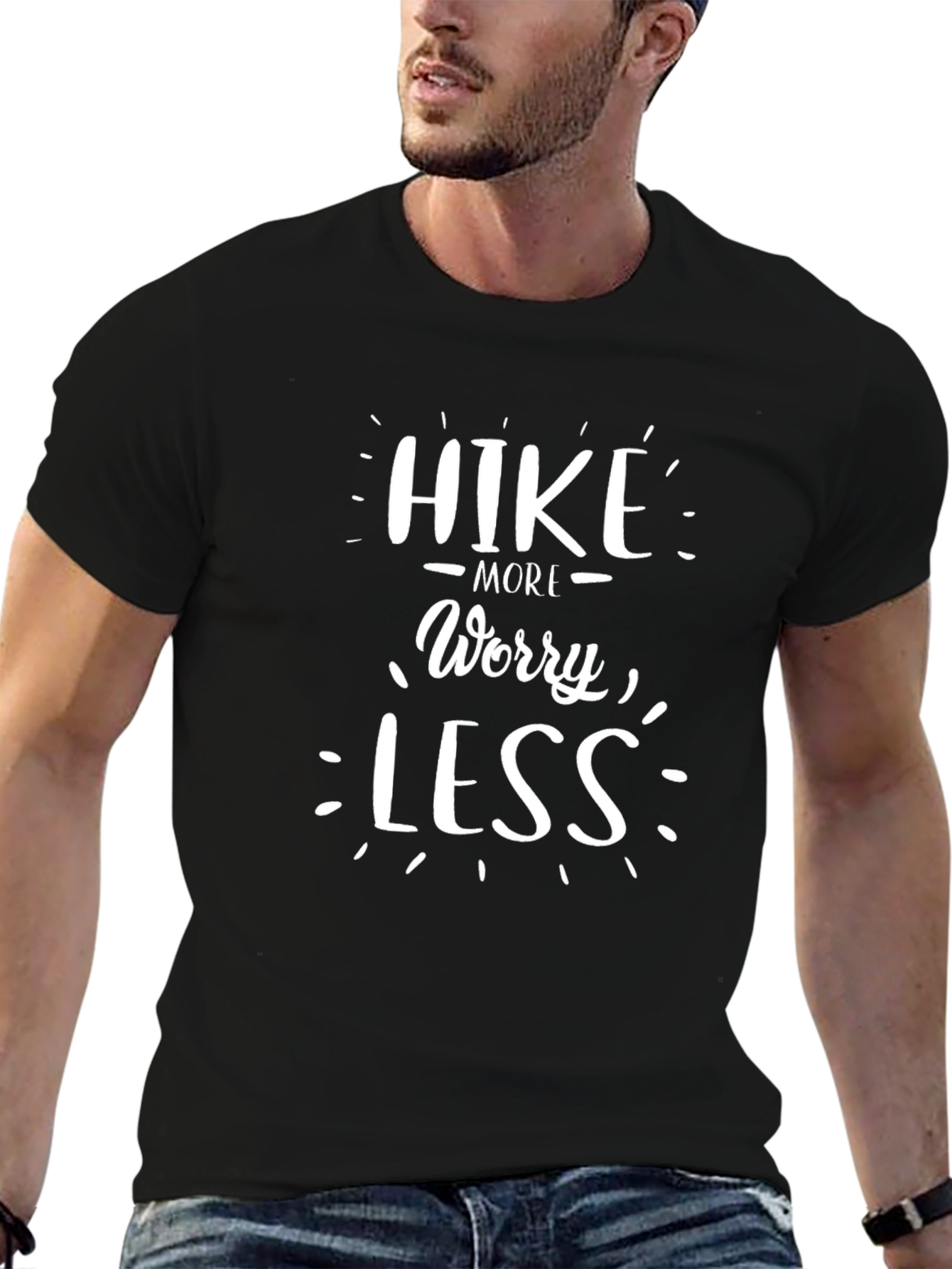 Hike More Worry Less Black Graphic Tee
