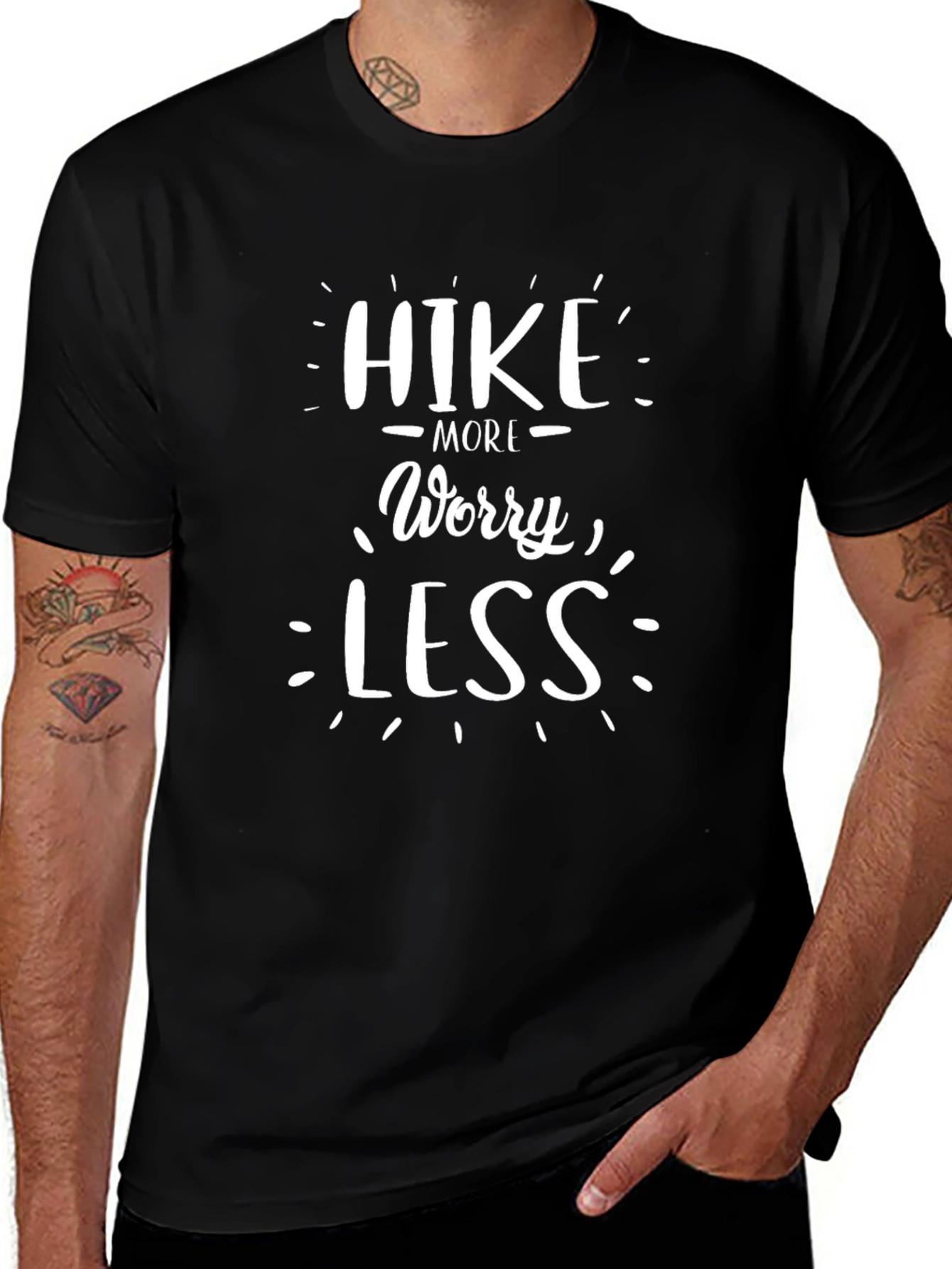 Hike More Worry Less Black Graphic Tee