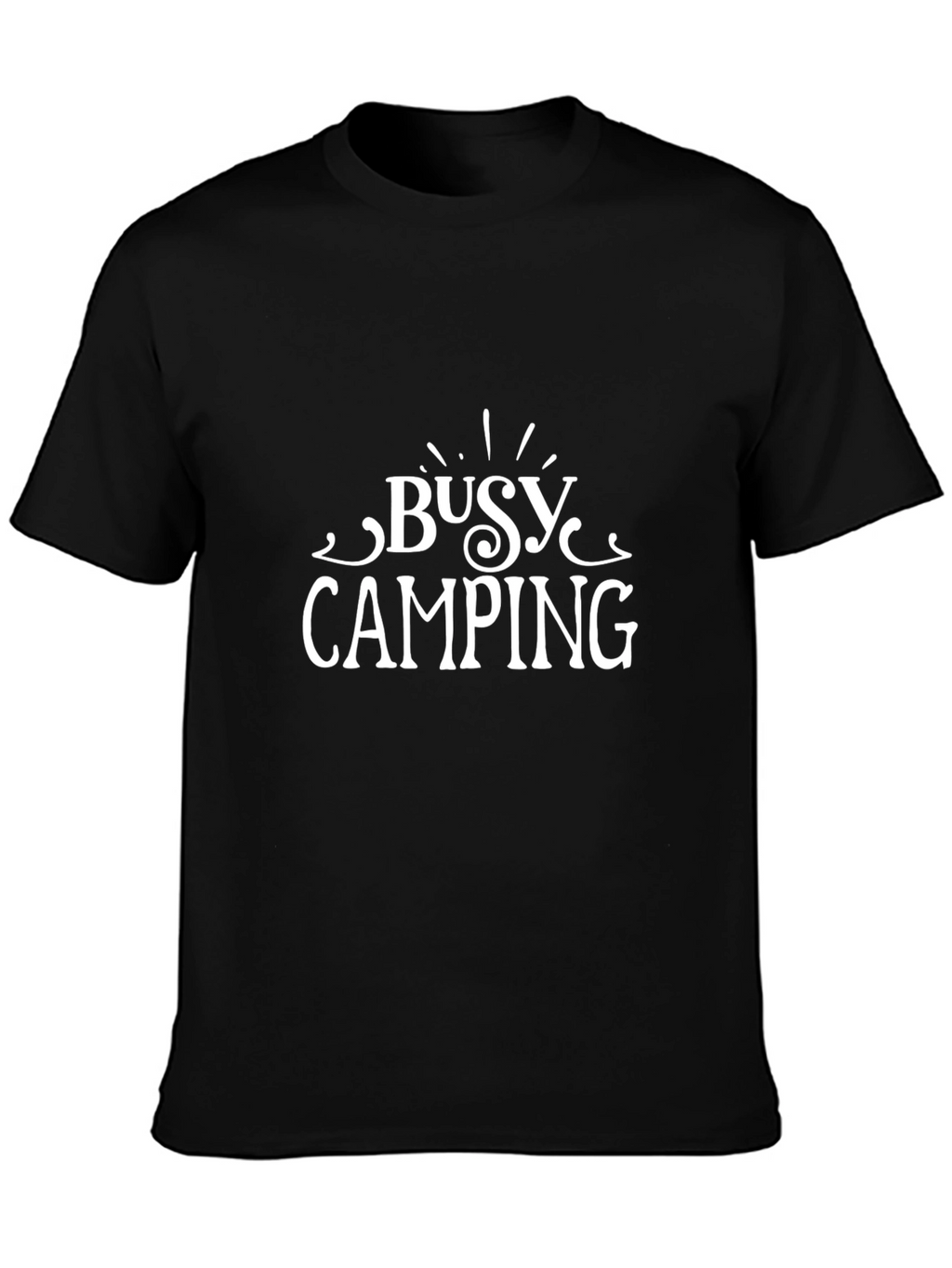 Busy Camping Graphic Tee - Comfortable Black T-Shirt
