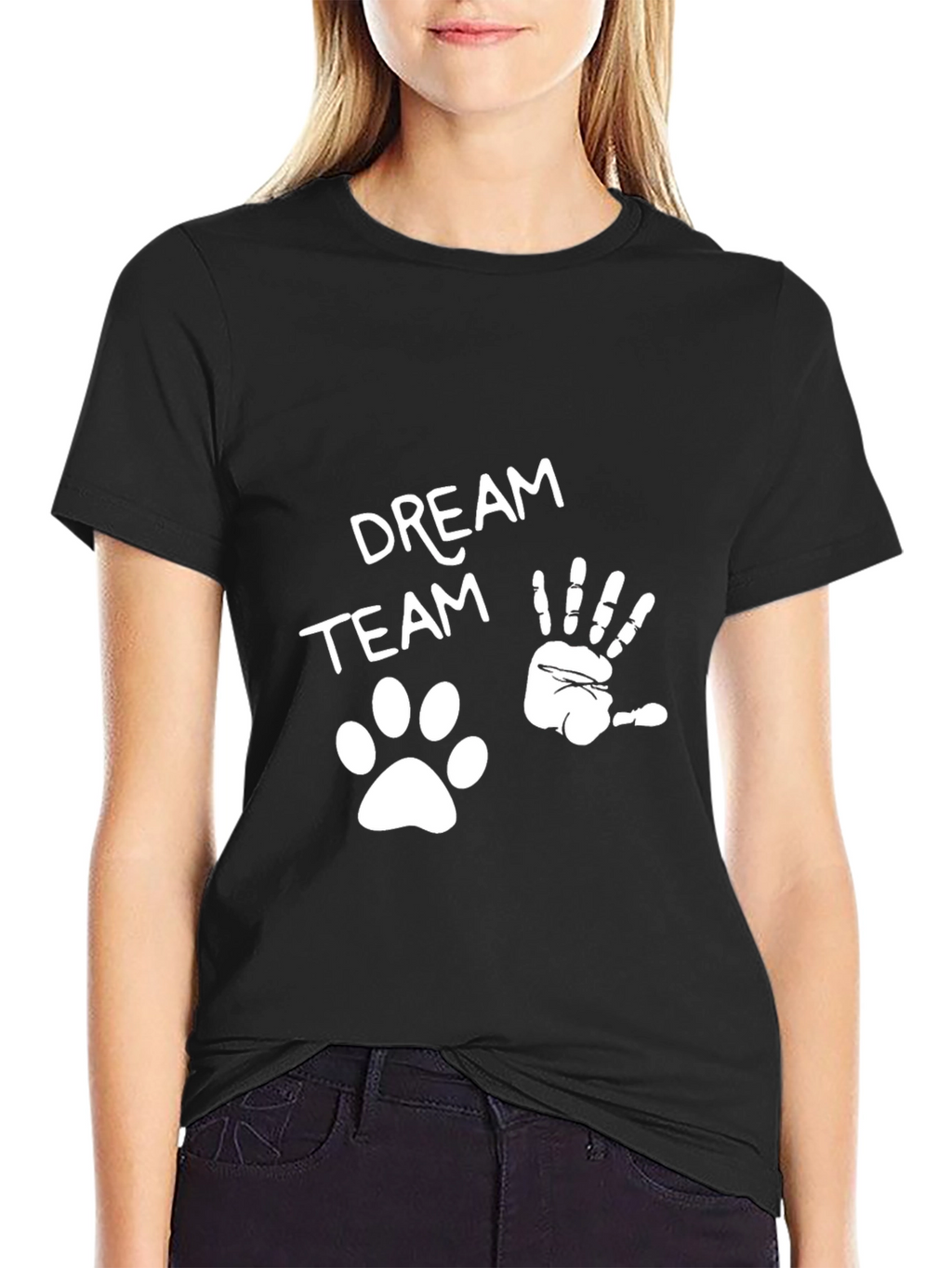 Dream Team T-Shirt - Paw Print & Hand Graphic