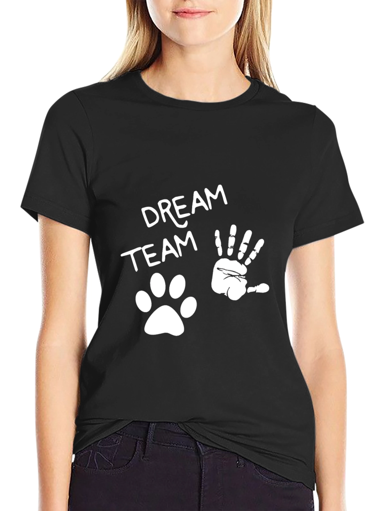 Dream Team T-Shirt - Paw Print & Hand Graphic