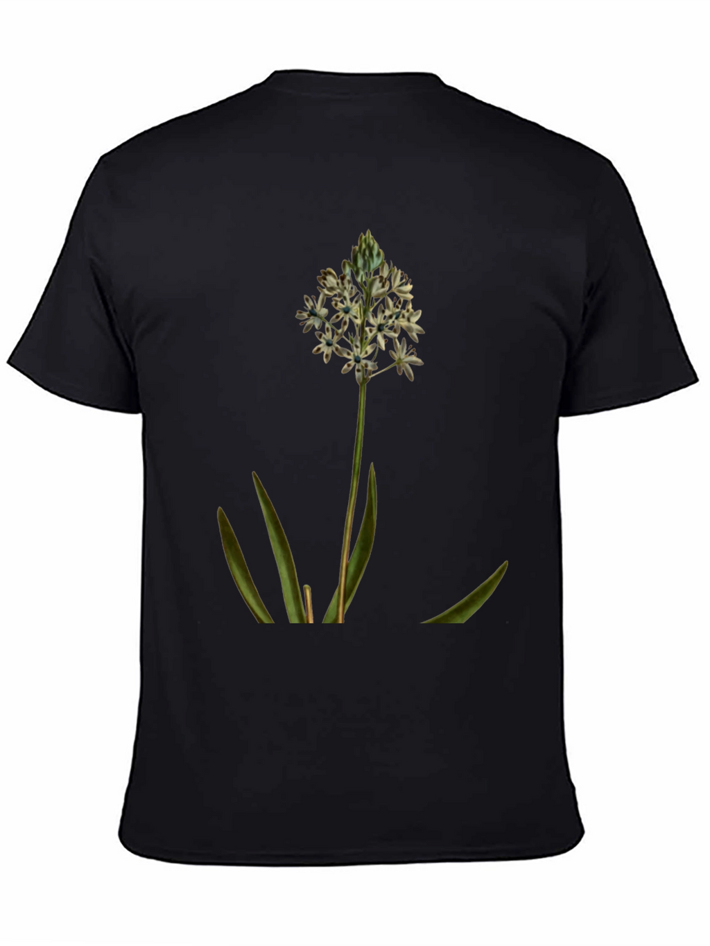 Botanical Flower Graphic Tee - Soft Black Cotton
