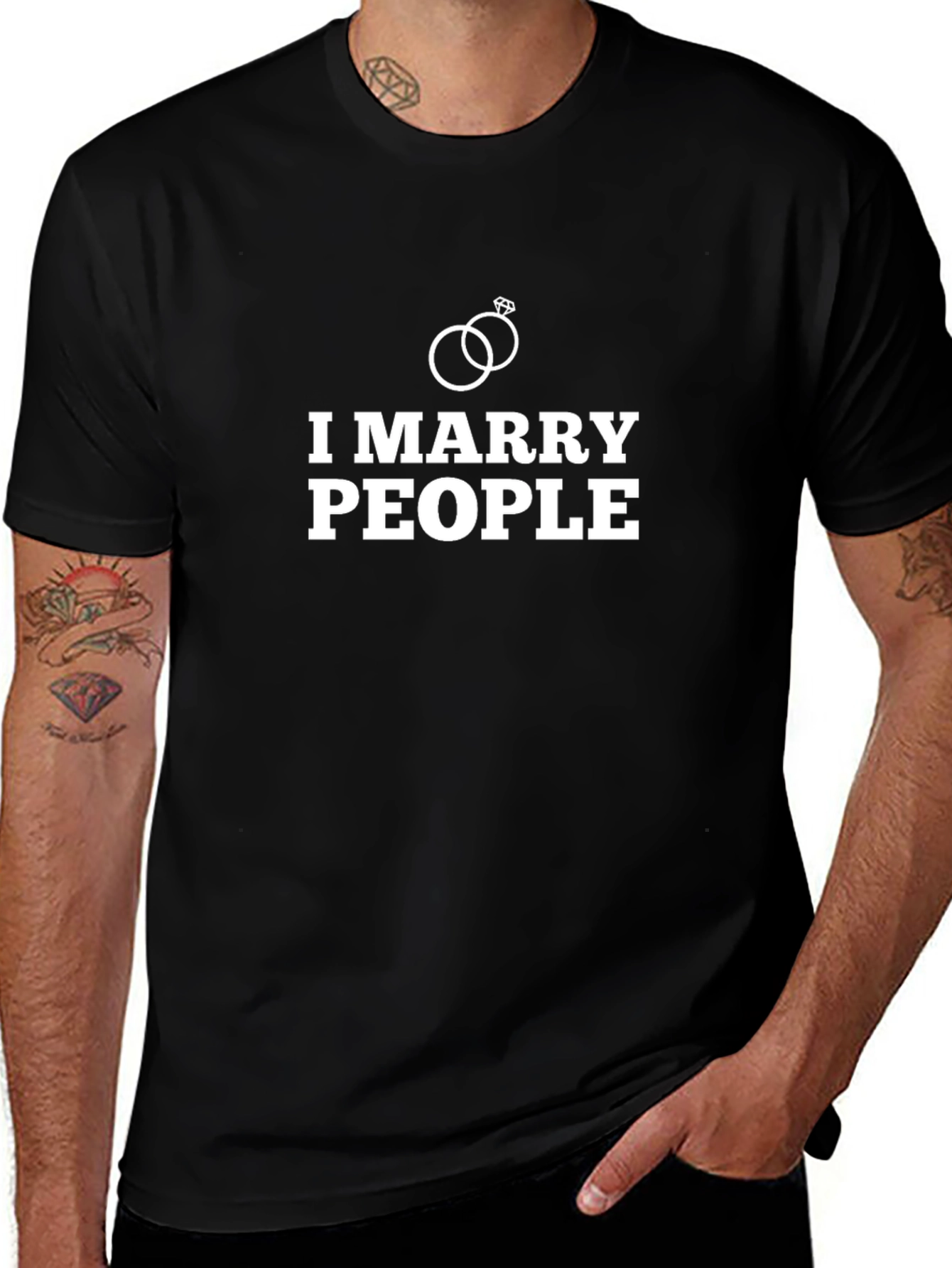 I Marry People Black Crewneck T-Shirt