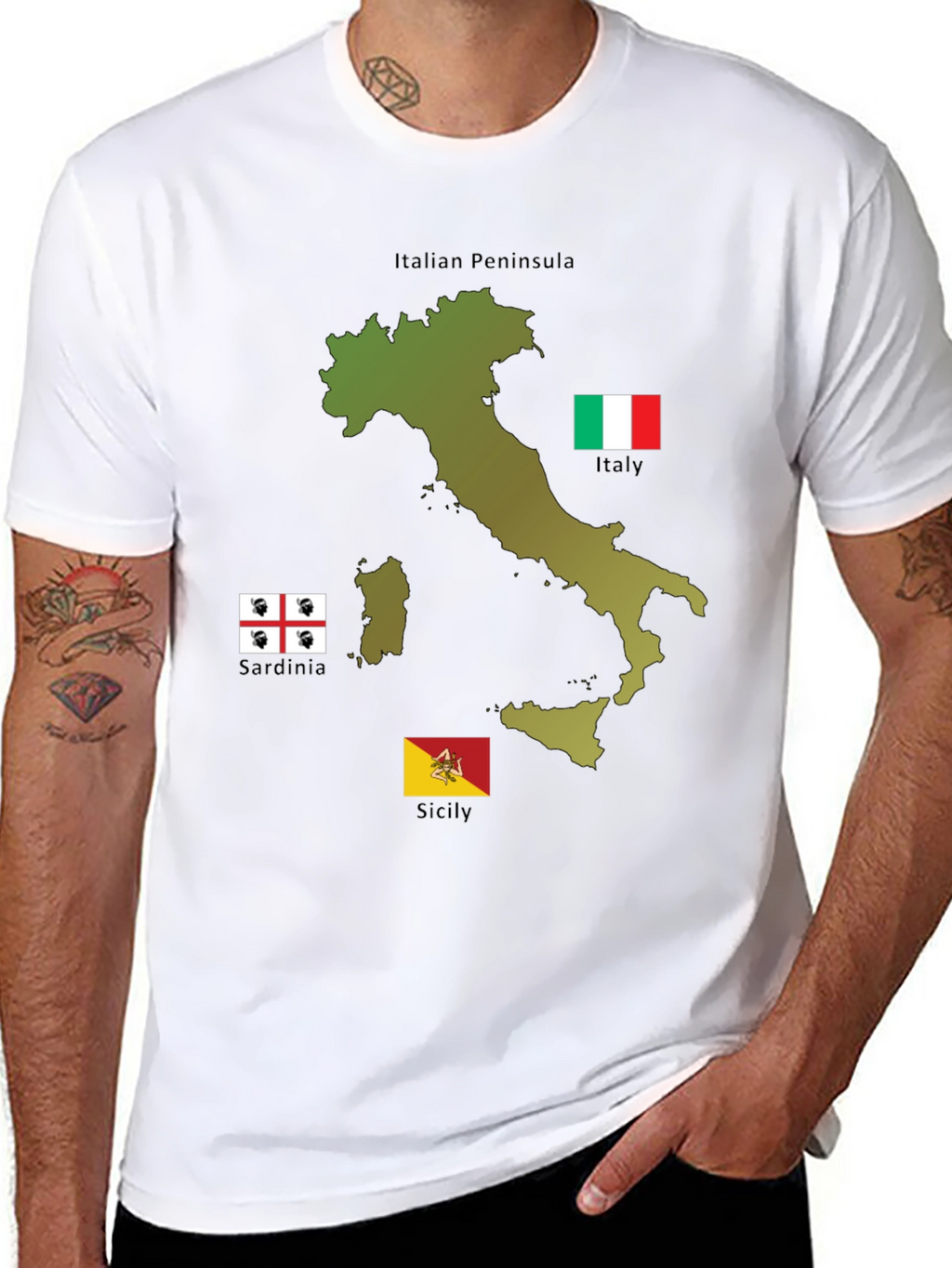 Italian Pride T-Shirt - Italian Peninsula Sardinia Sicily
