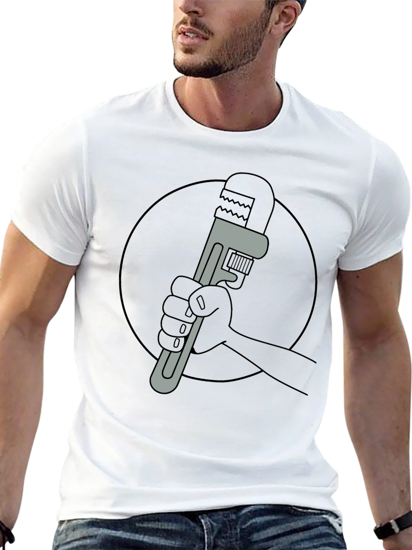 Cartoon Wrench Graphic Tee - Black