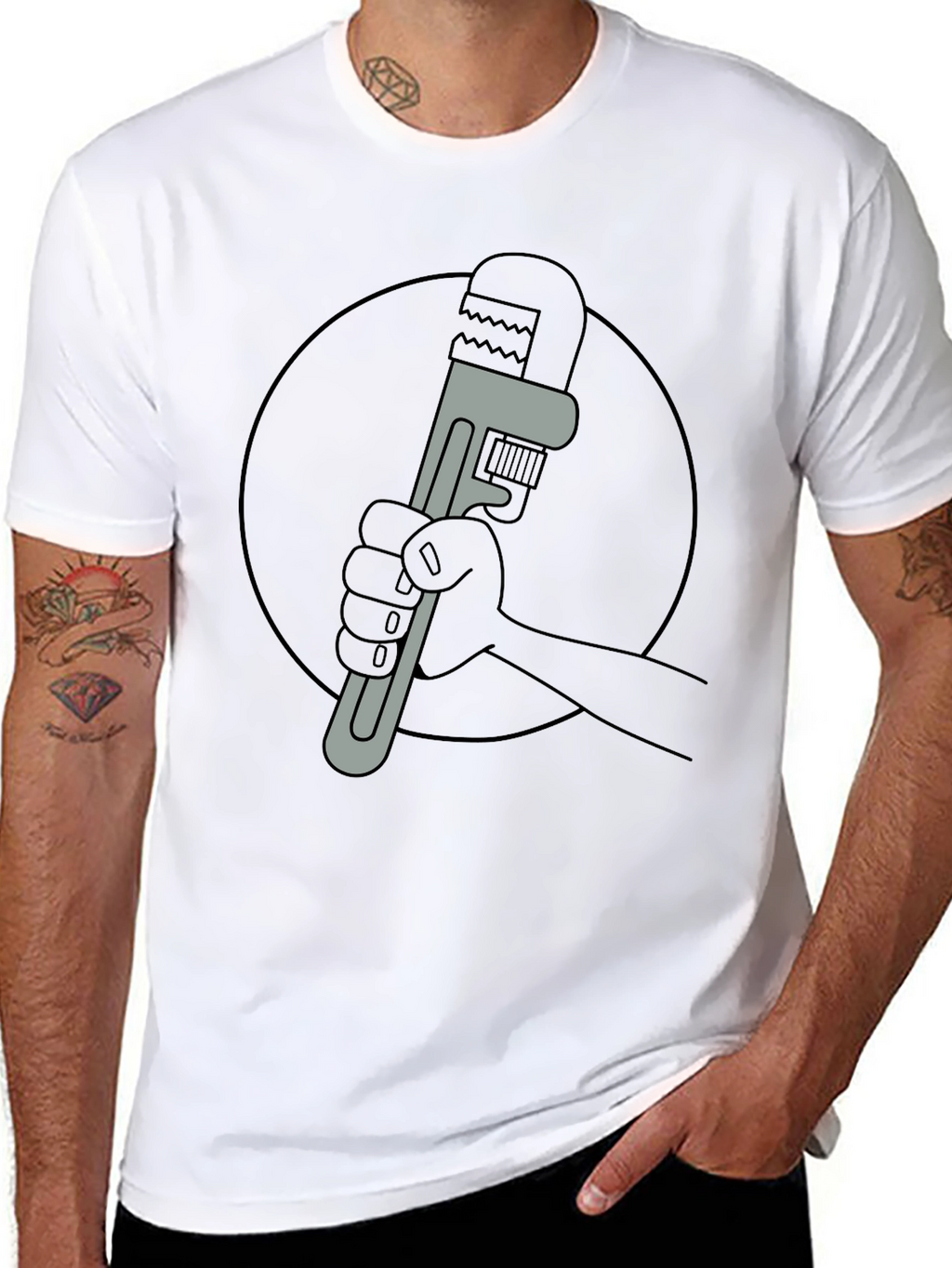 Cartoon Wrench Graphic Tee - Black