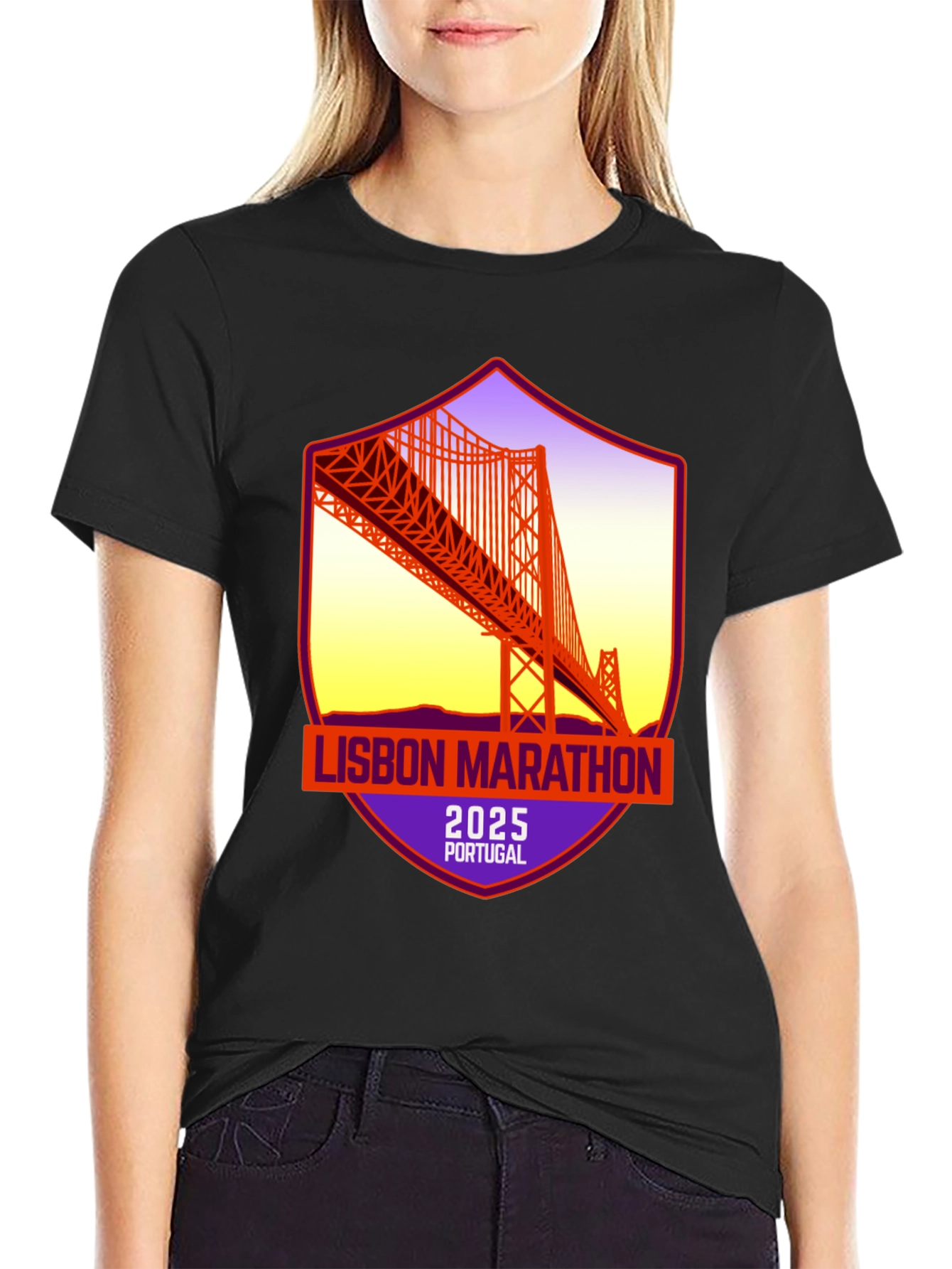 Lisbon Marathon 2025 T-Shirt: Portugal Bridge Design