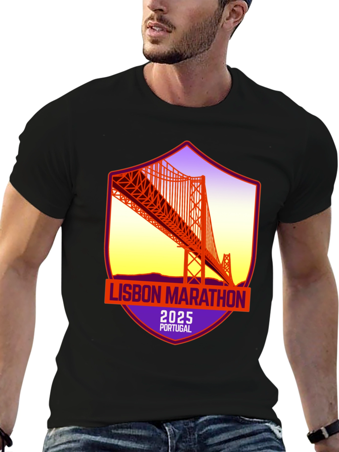 Lisbon Marathon 2025 T-Shirt: Portugal Bridge Design