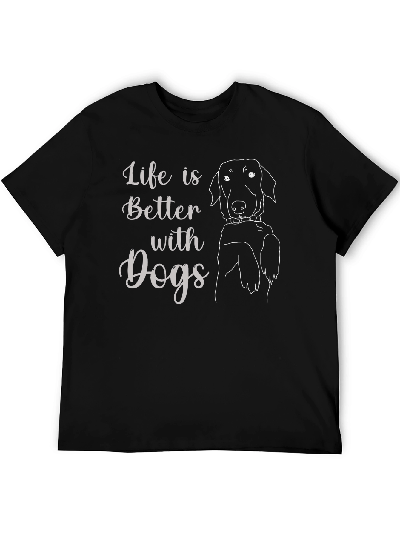 Life is Better with Dogs Black T-Shirt