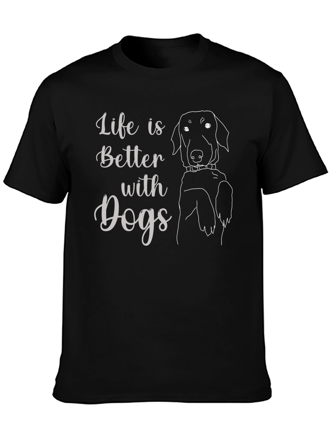 Life is Better with Dogs Black T-Shirt