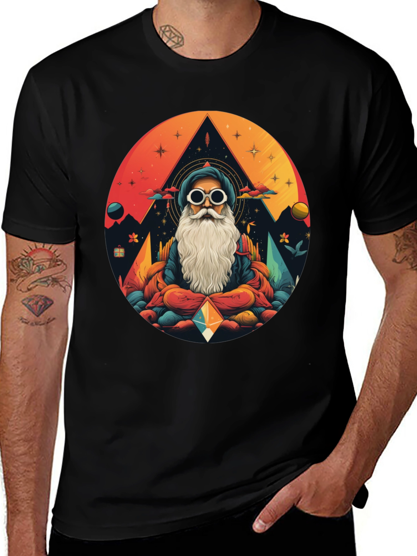 Mystic Mountain Meditation Tee -  Graphic Print