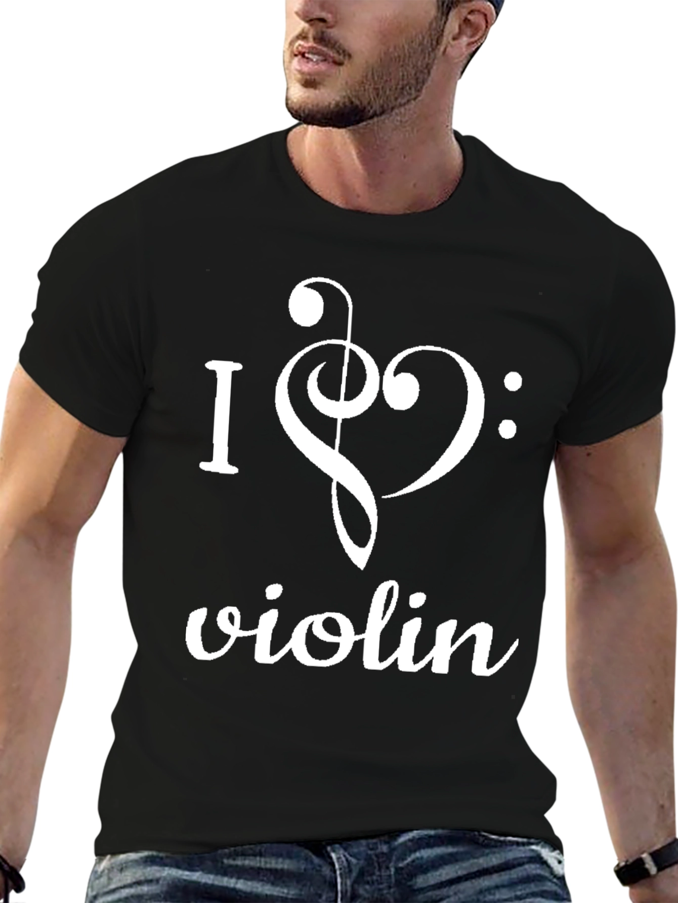 I Heart Violin Black Graphic Tee