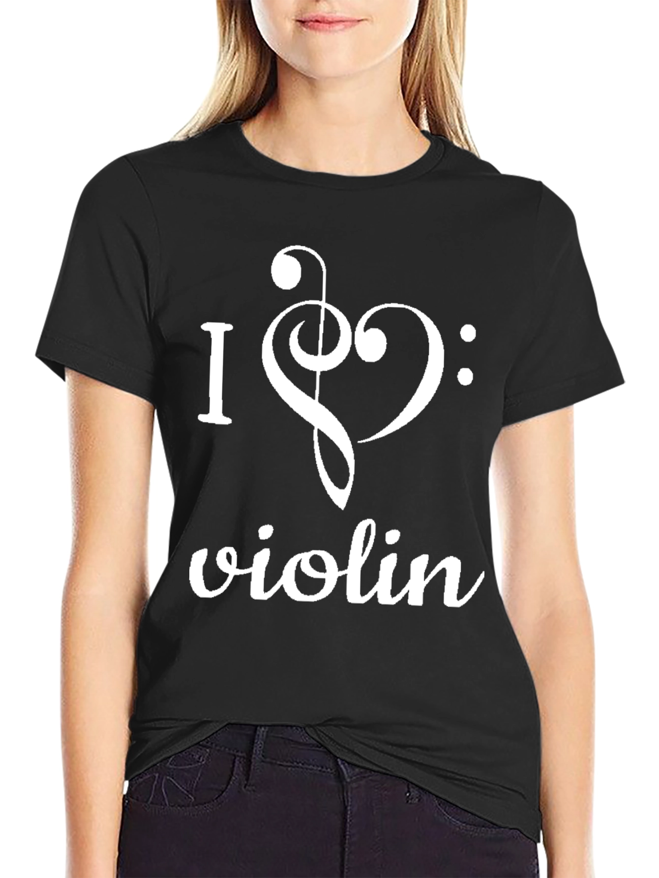 I Heart Violin Black Graphic Tee