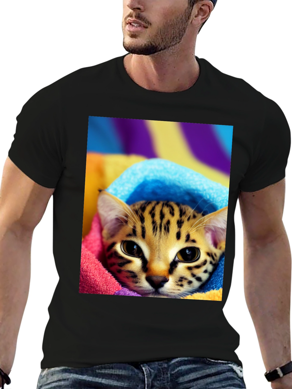 Cute Cat in Towel T-Shirt