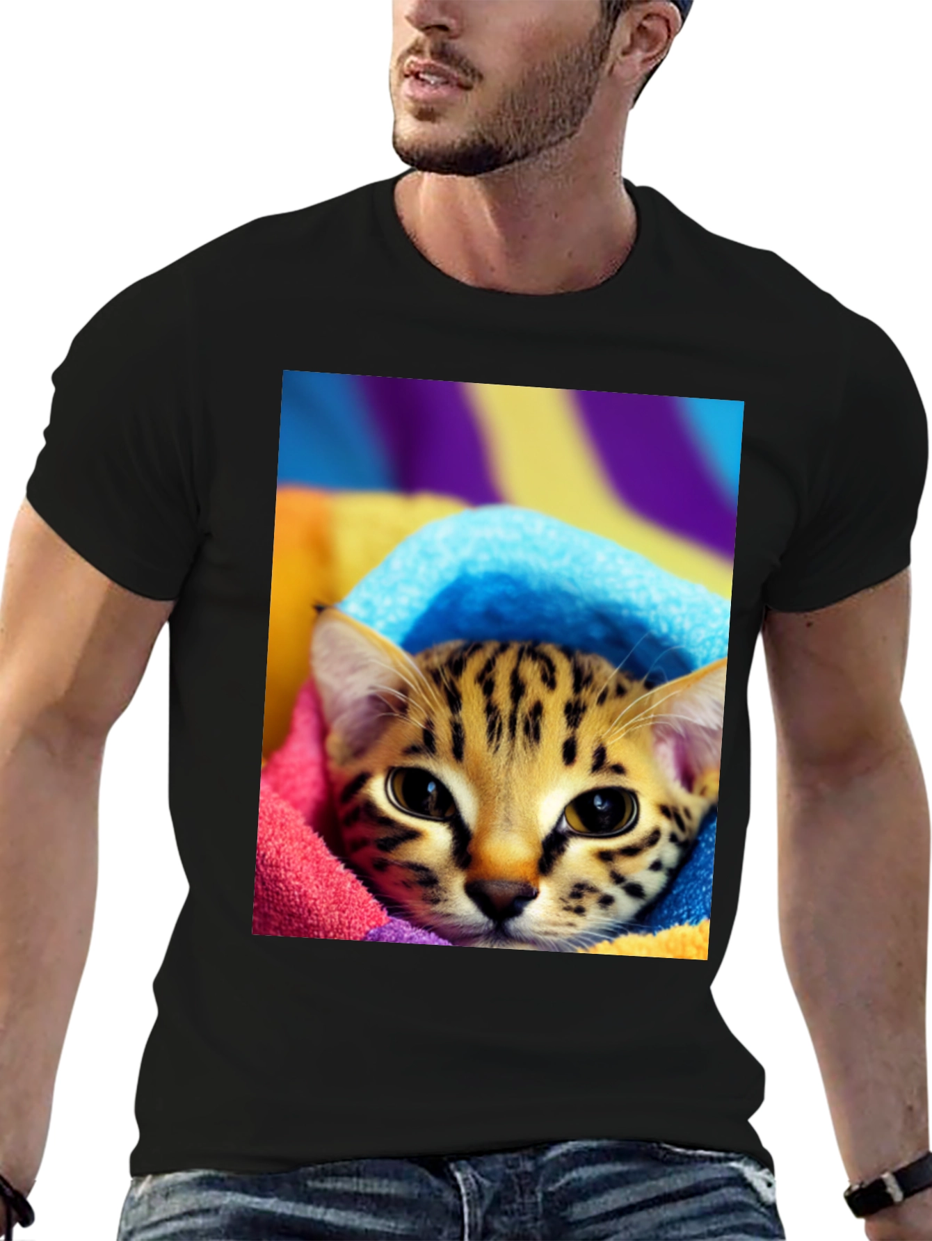 Cute Cat in Towel T-Shirt
