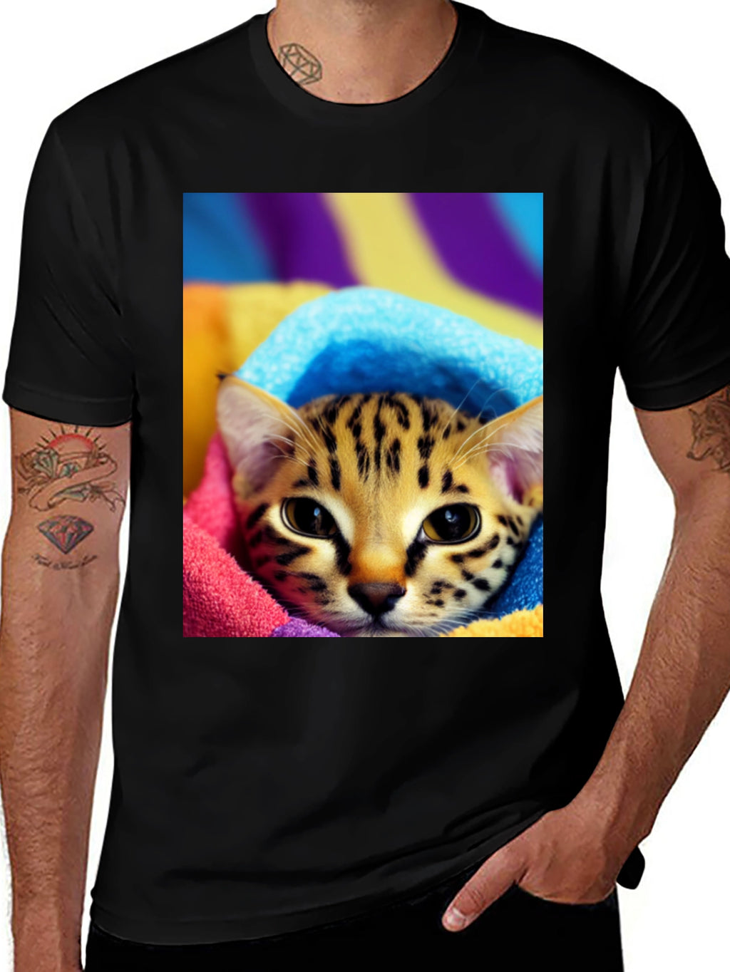 Cute Cat in Towel T-Shirt