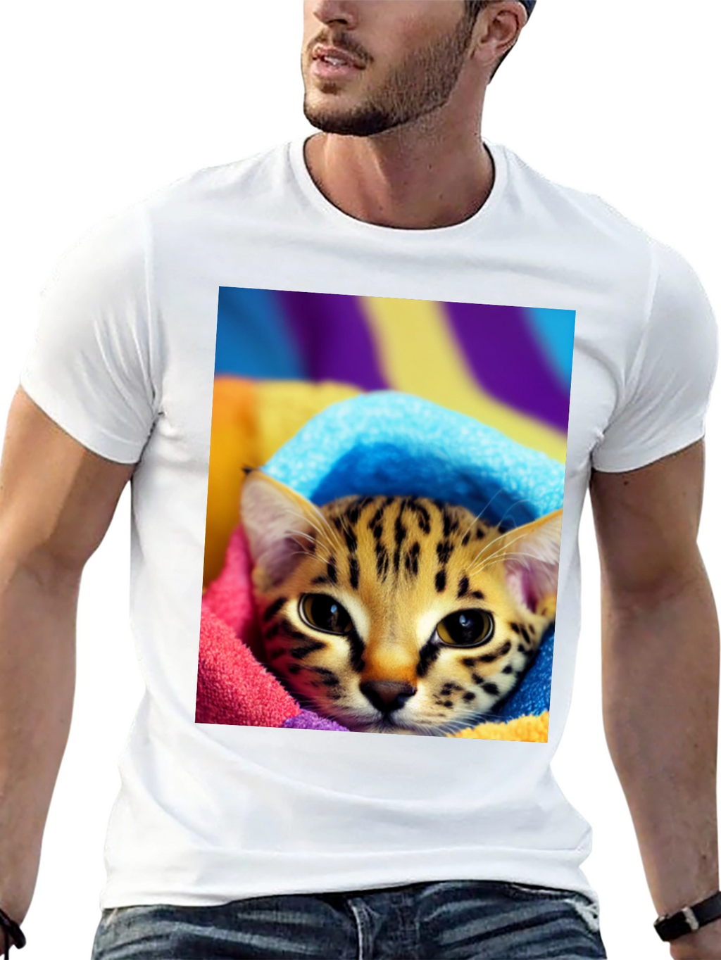 Cute Cat in Towel T-Shirt