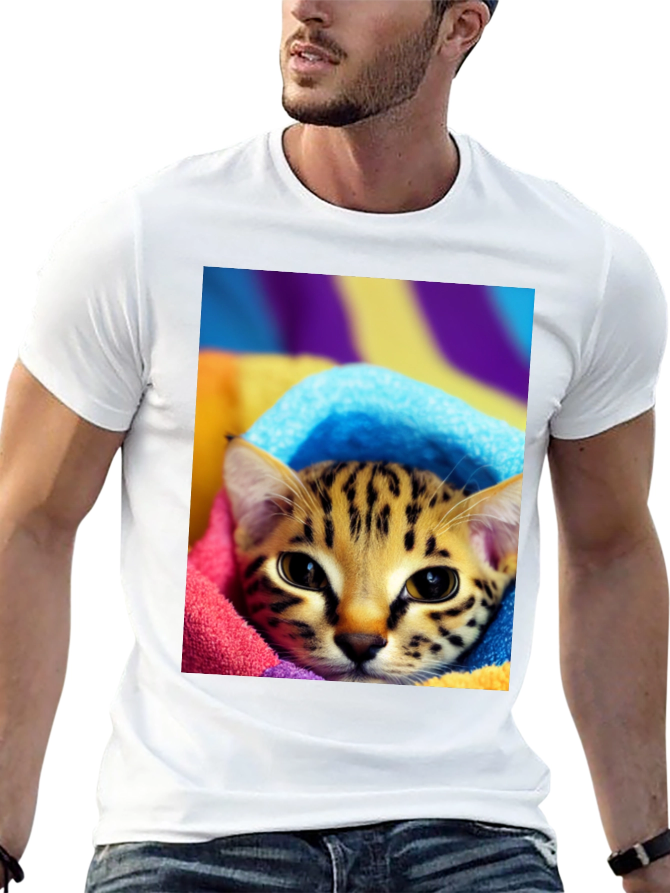 Cute Cat in Towel T-Shirt