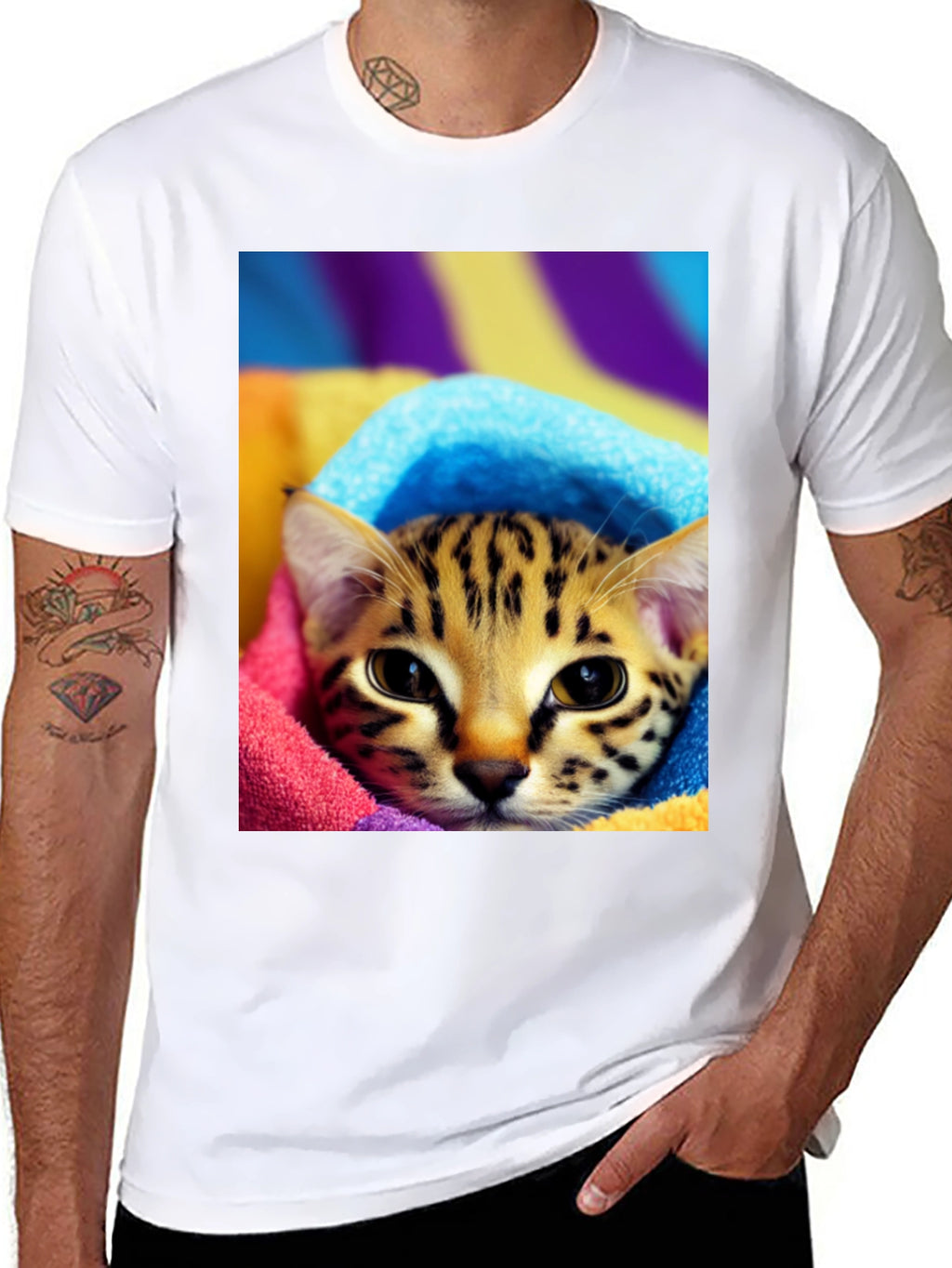 Cute Cat in Towel T-Shirt