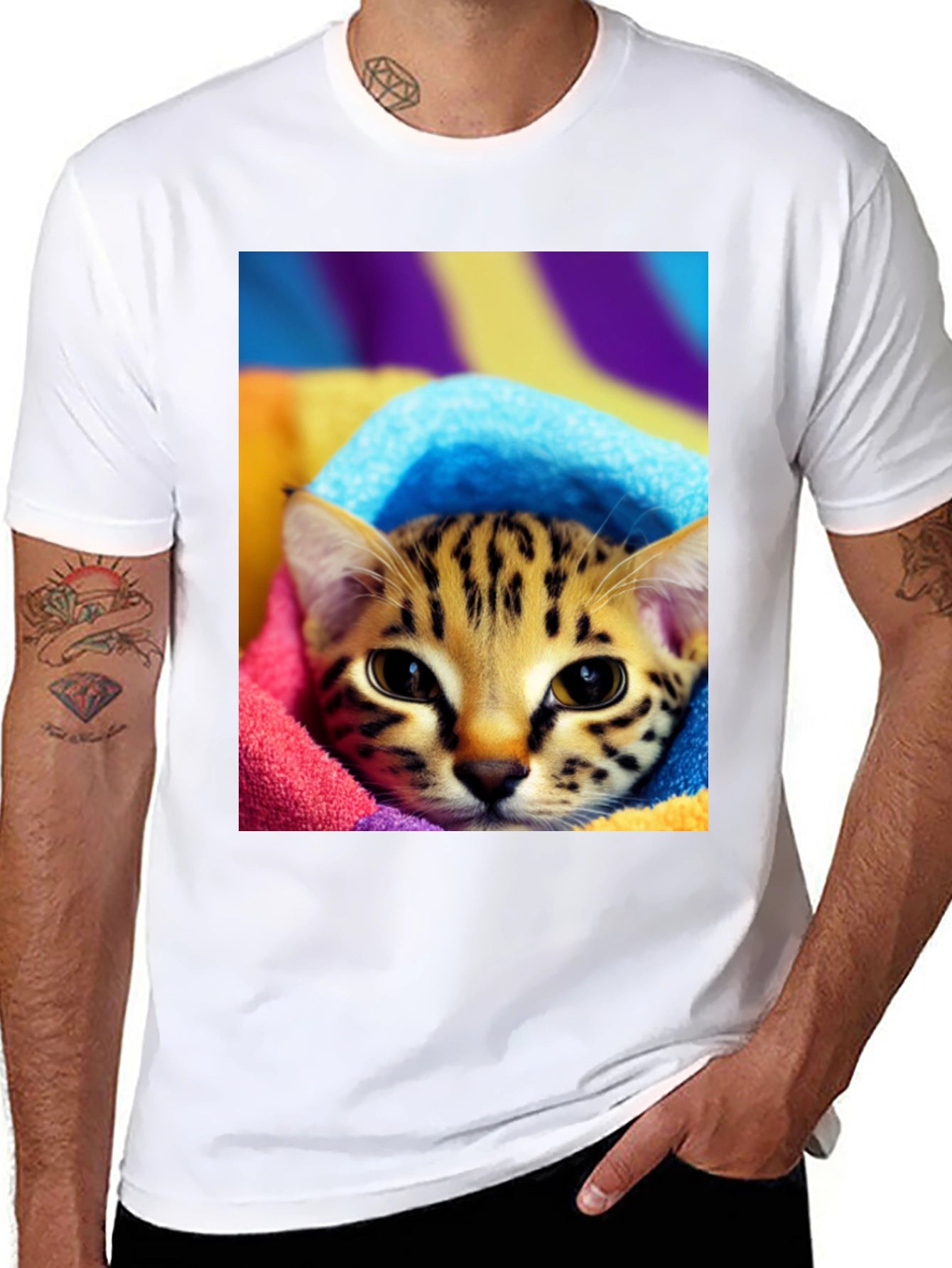 Cute Cat in Towel T-Shirt