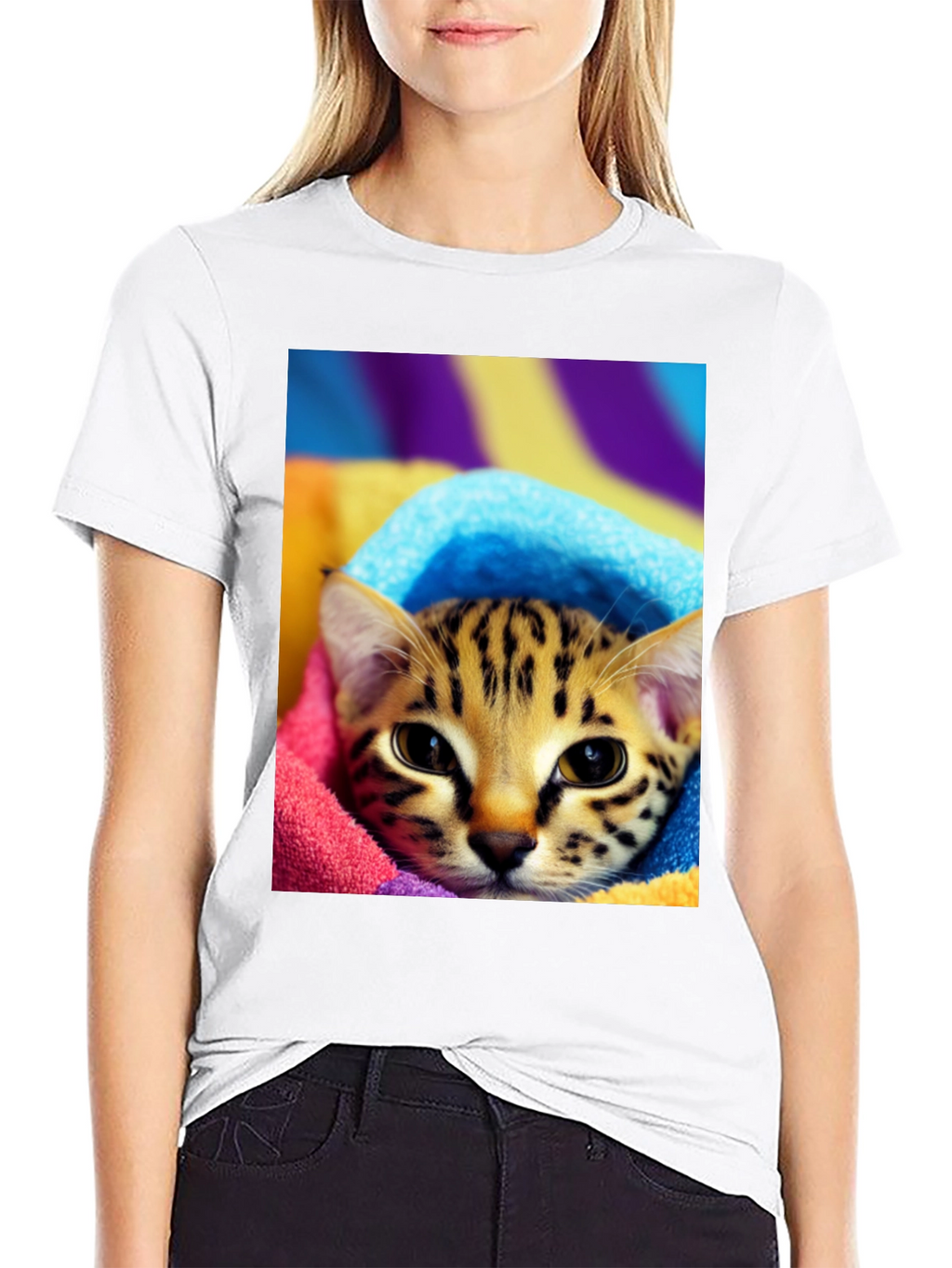 Cute Cat in Towel T-Shirt