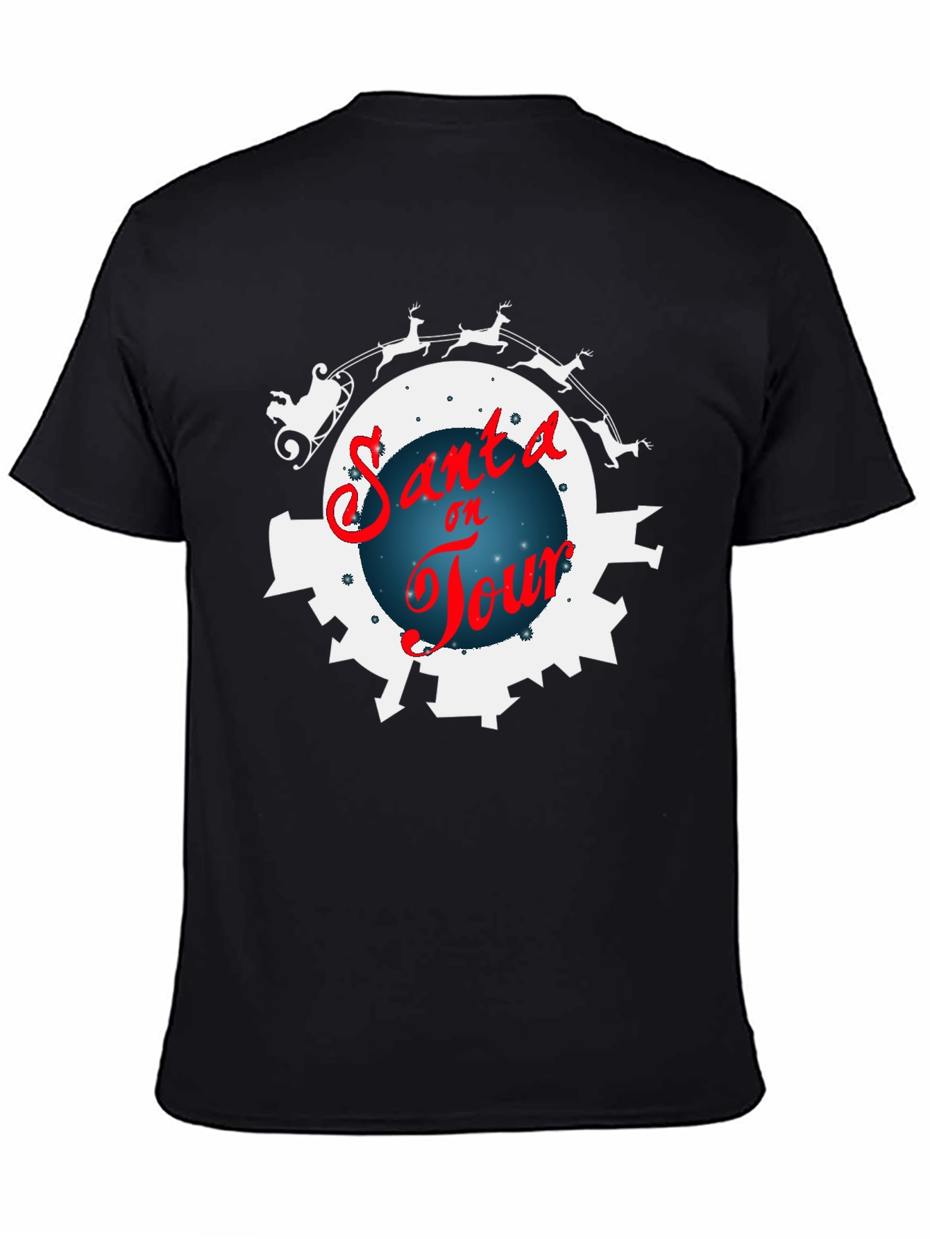 Santa on Tour Black T-Shirt