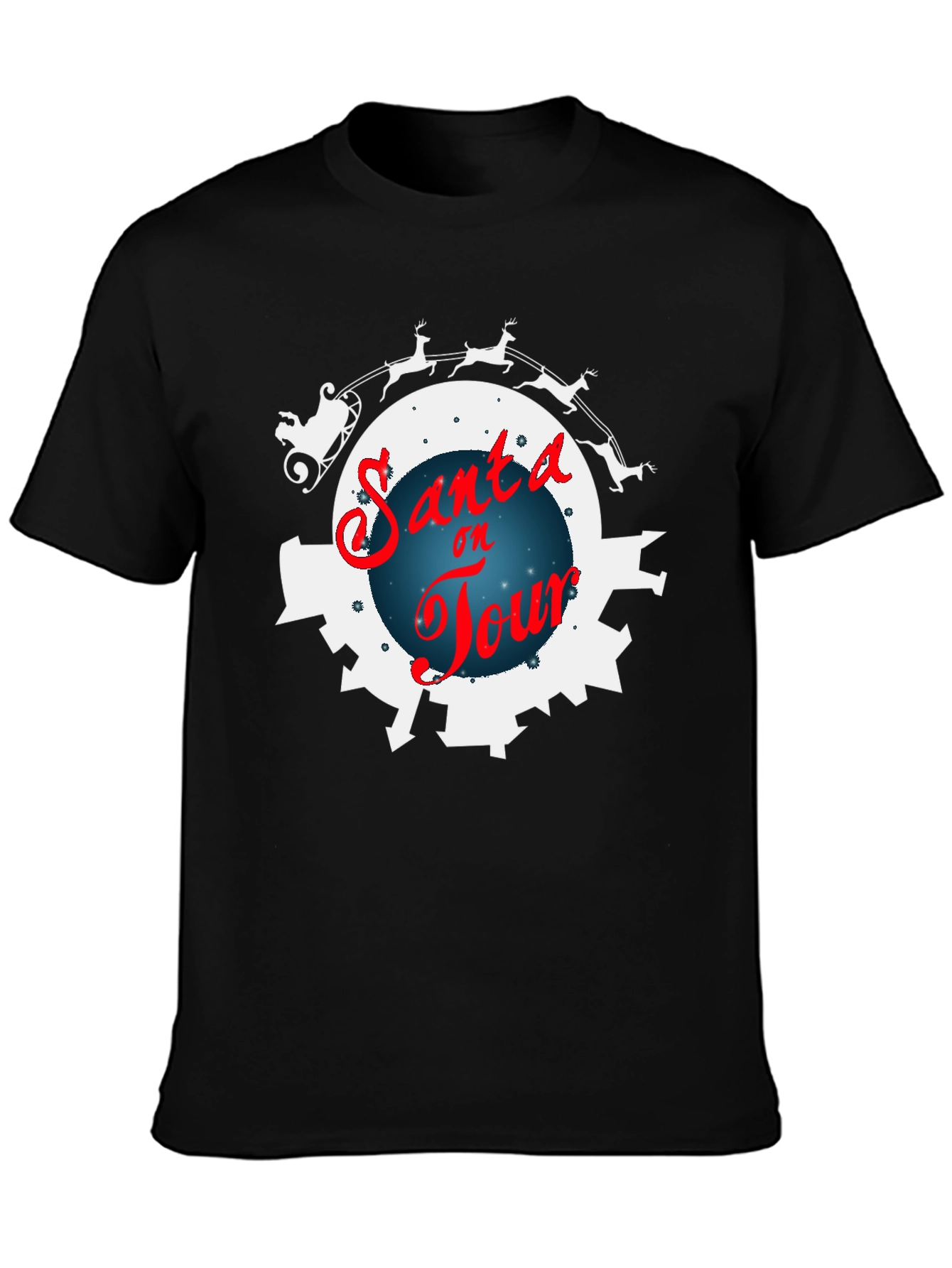 Santa on Tour Black T-Shirt