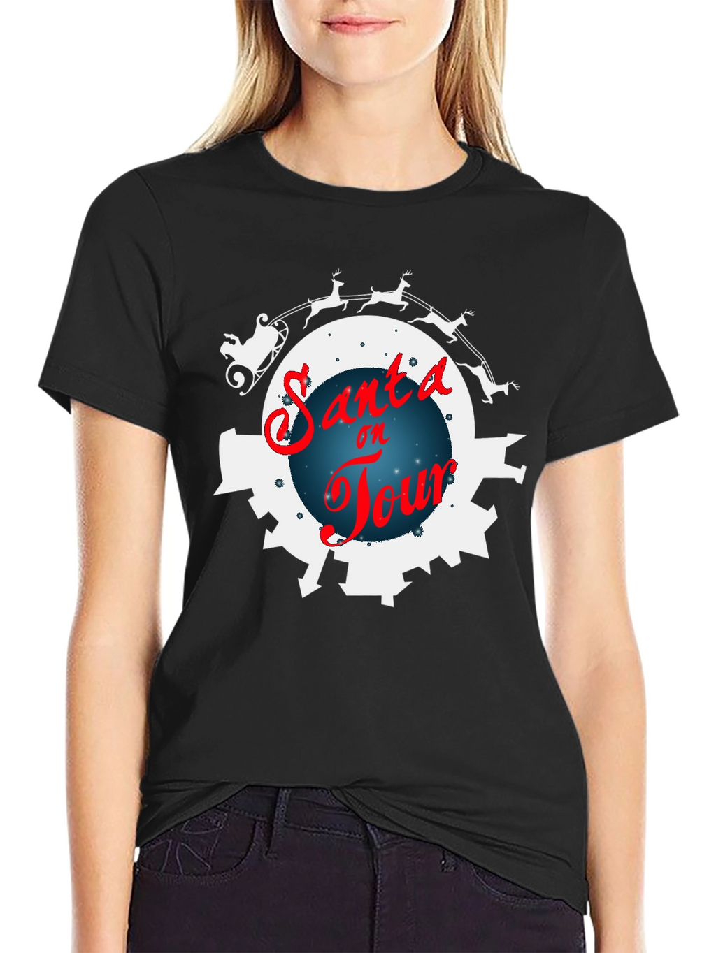 Santa on Tour Black T-Shirt