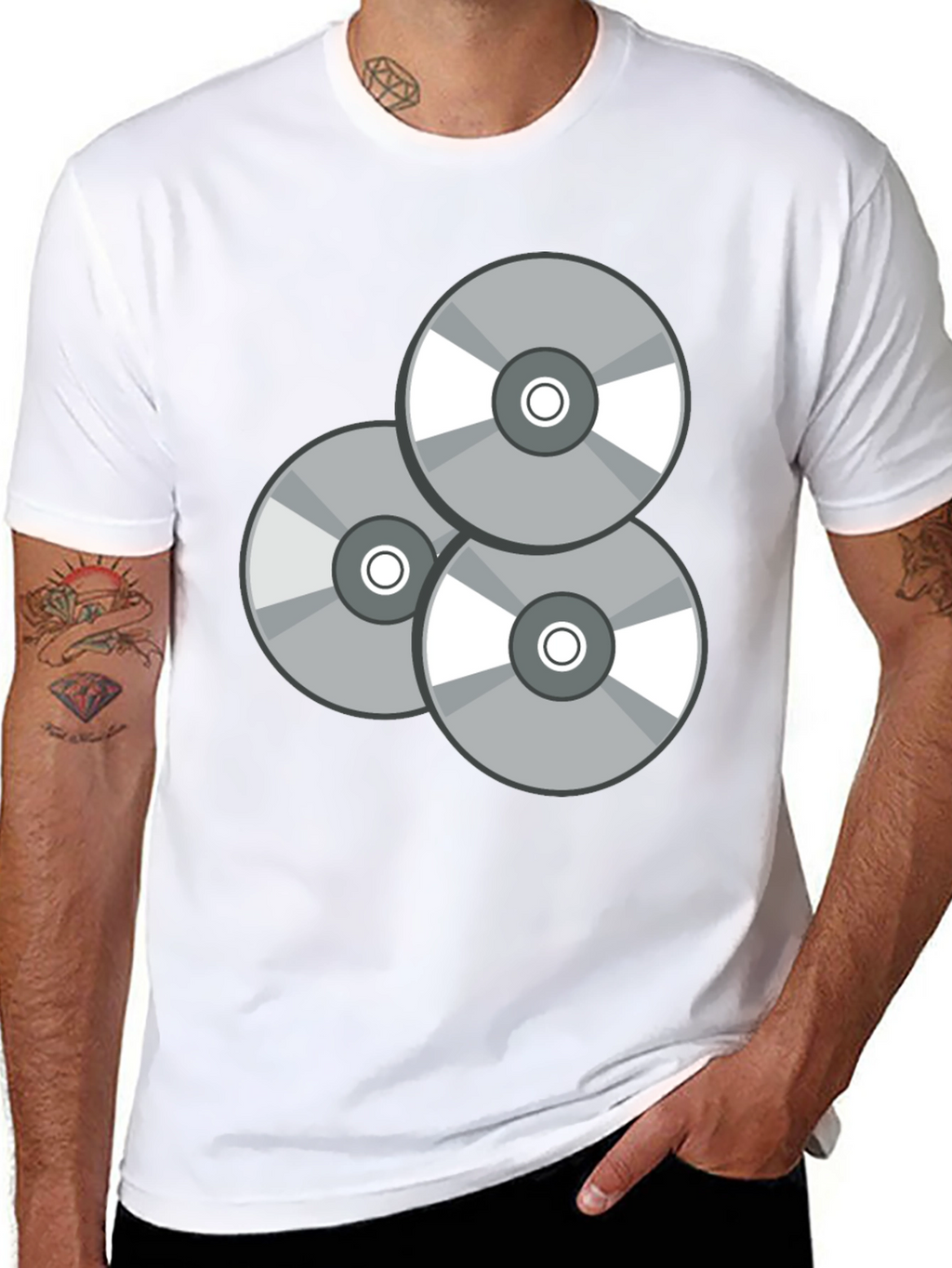 Retro CD Graphic T-Shirt - Black Casual Wear
