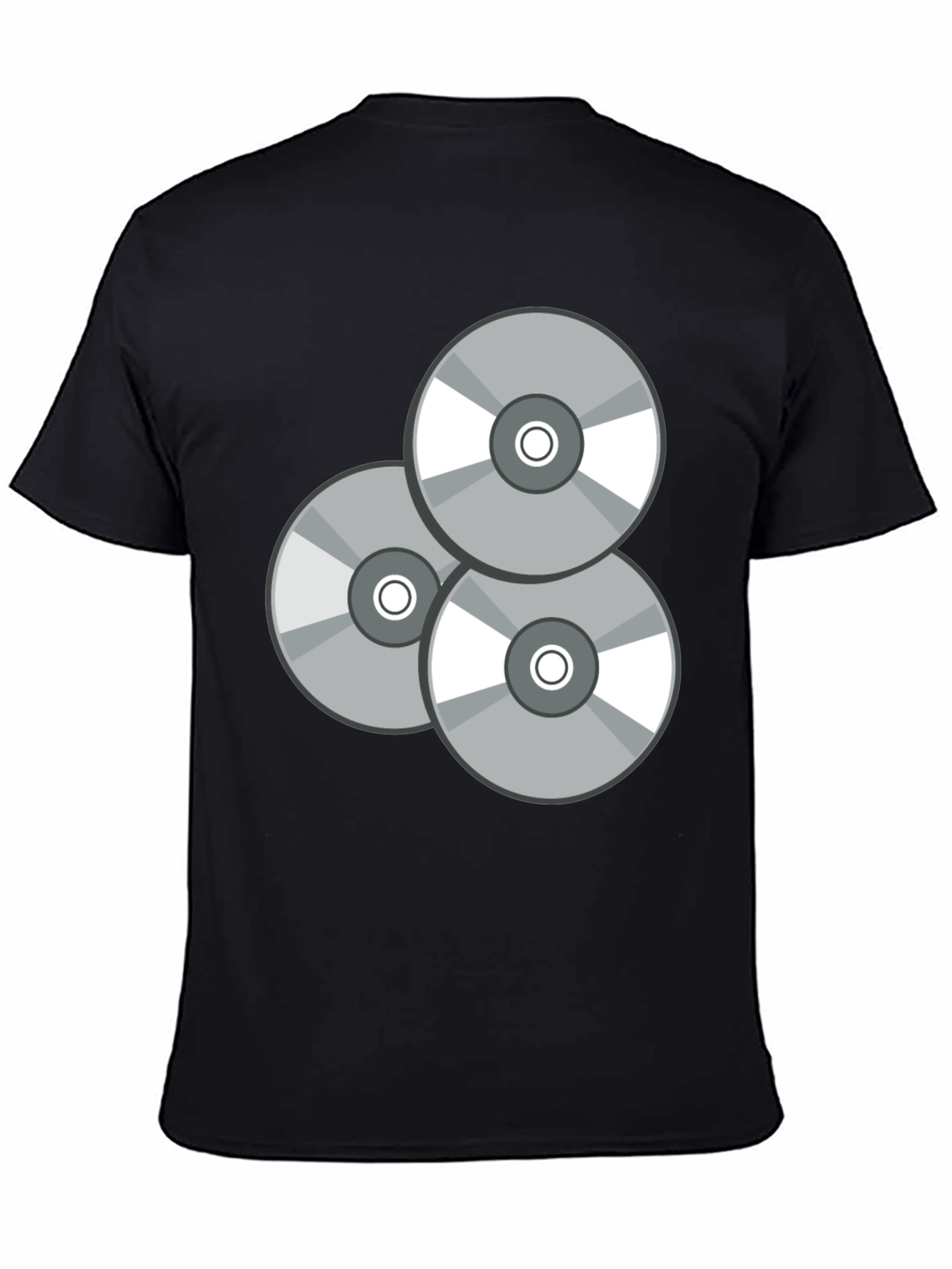 Retro CD Graphic T-Shirt - Black Casual Wear