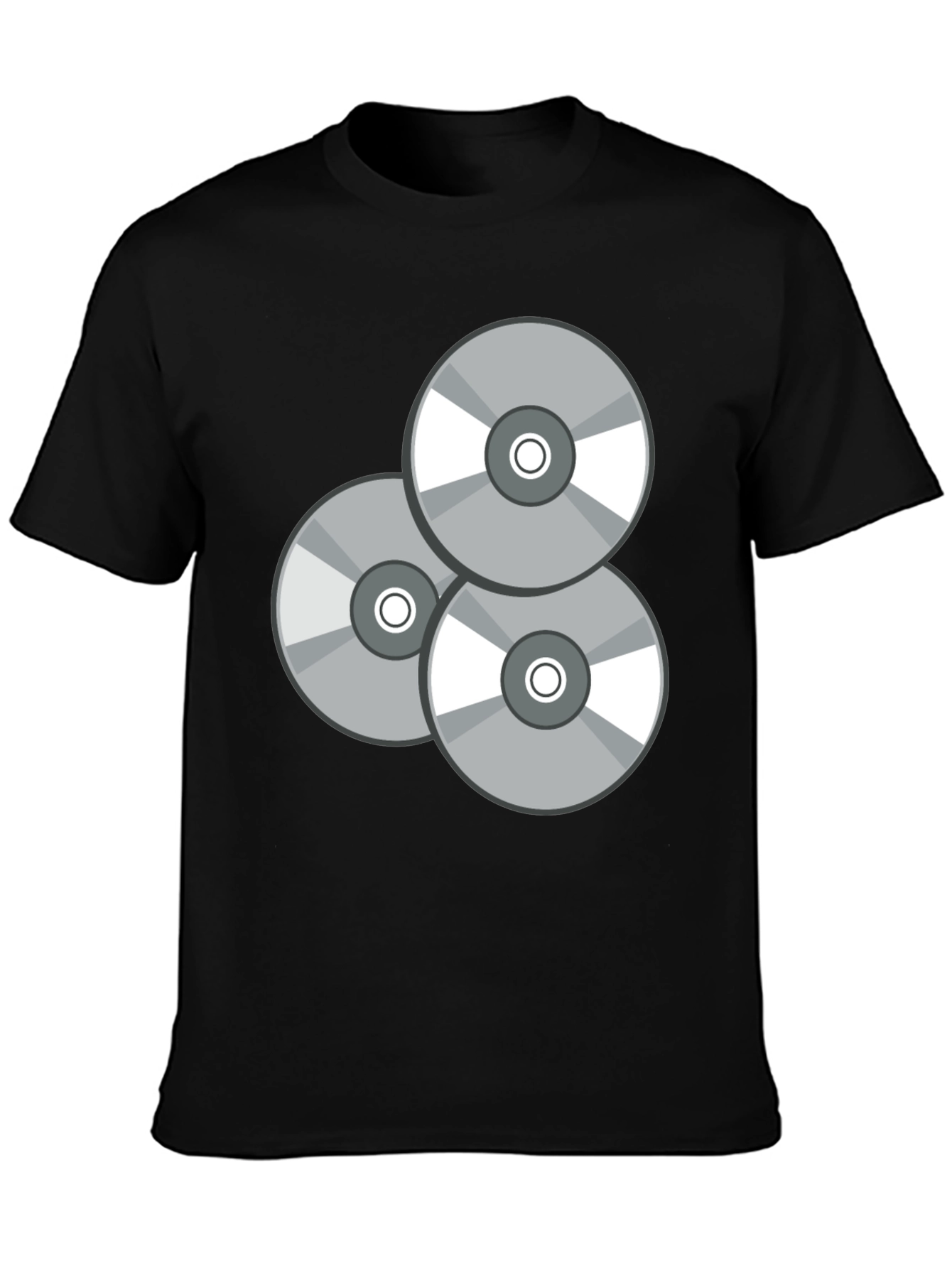 Retro CD Graphic T-Shirt - Black Casual Wear