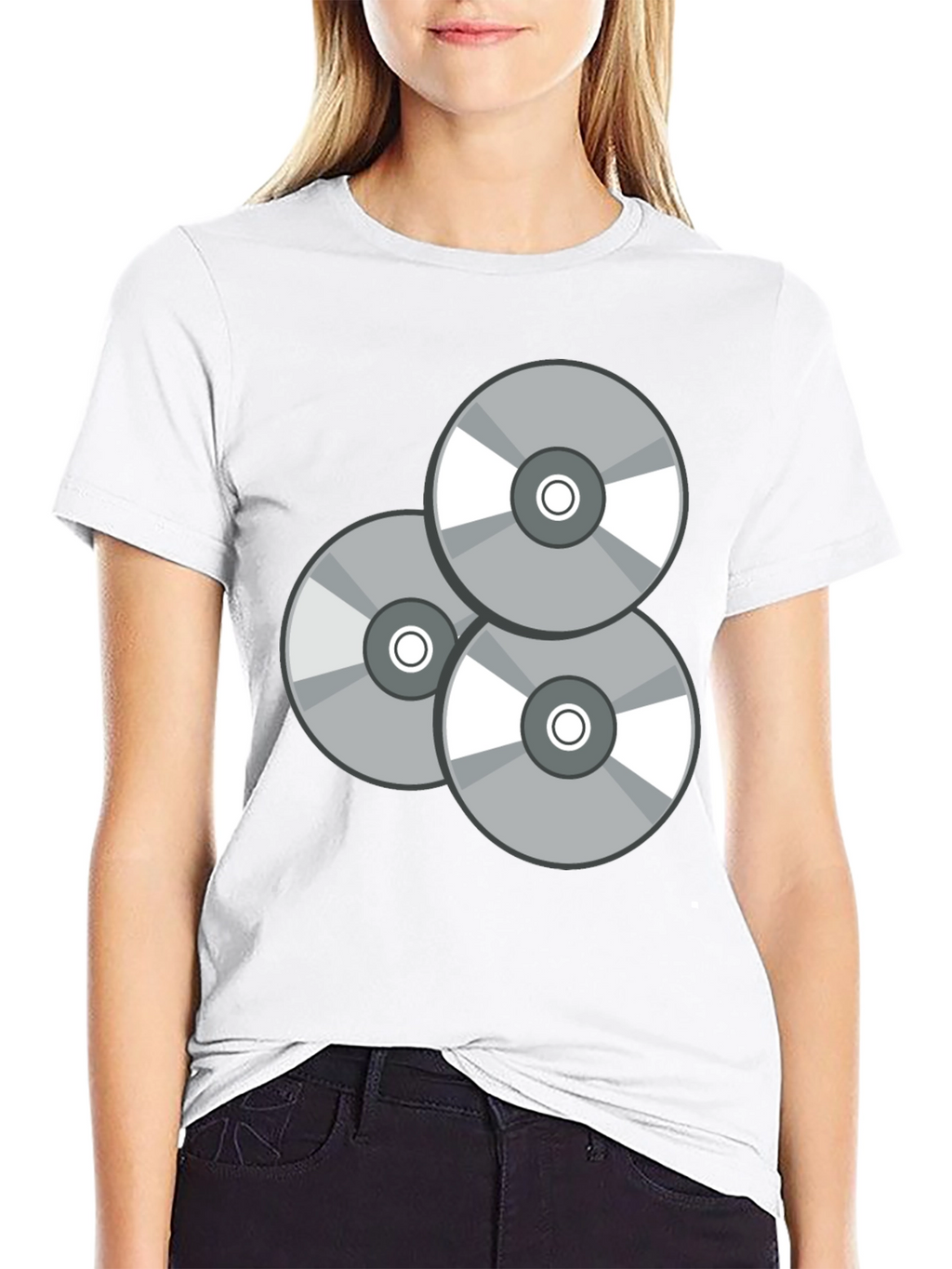 Retro CD Graphic T-Shirt - Black Casual Wear