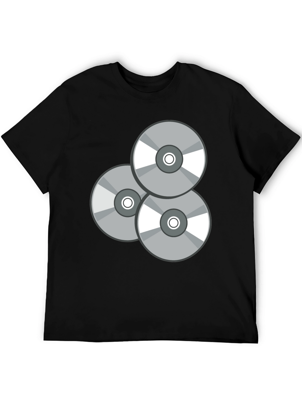 Retro CD Graphic T-Shirt - Black Casual Wear