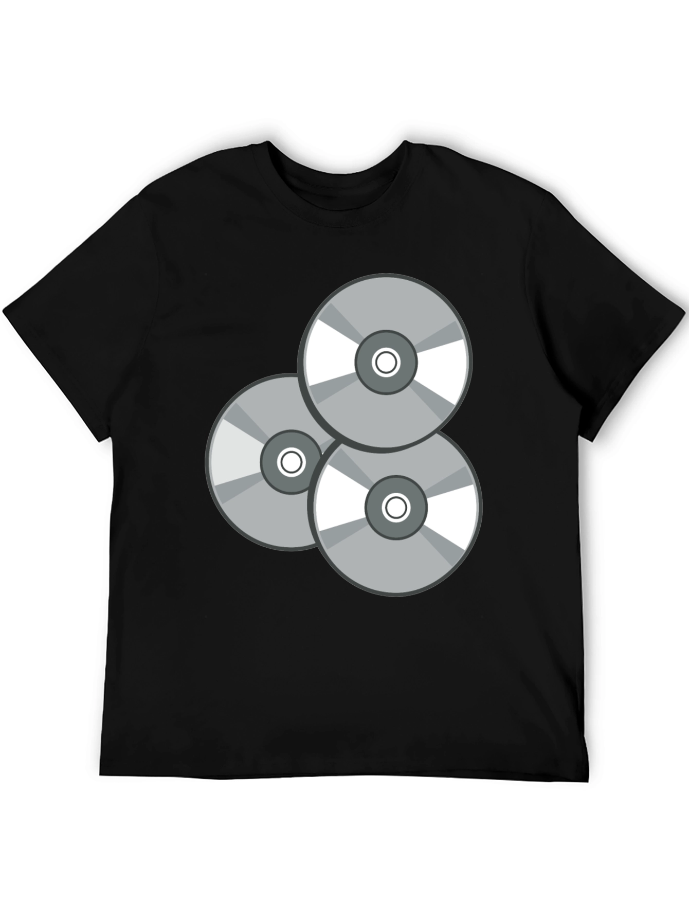 Retro CD Graphic T-Shirt - Black Casual Wear