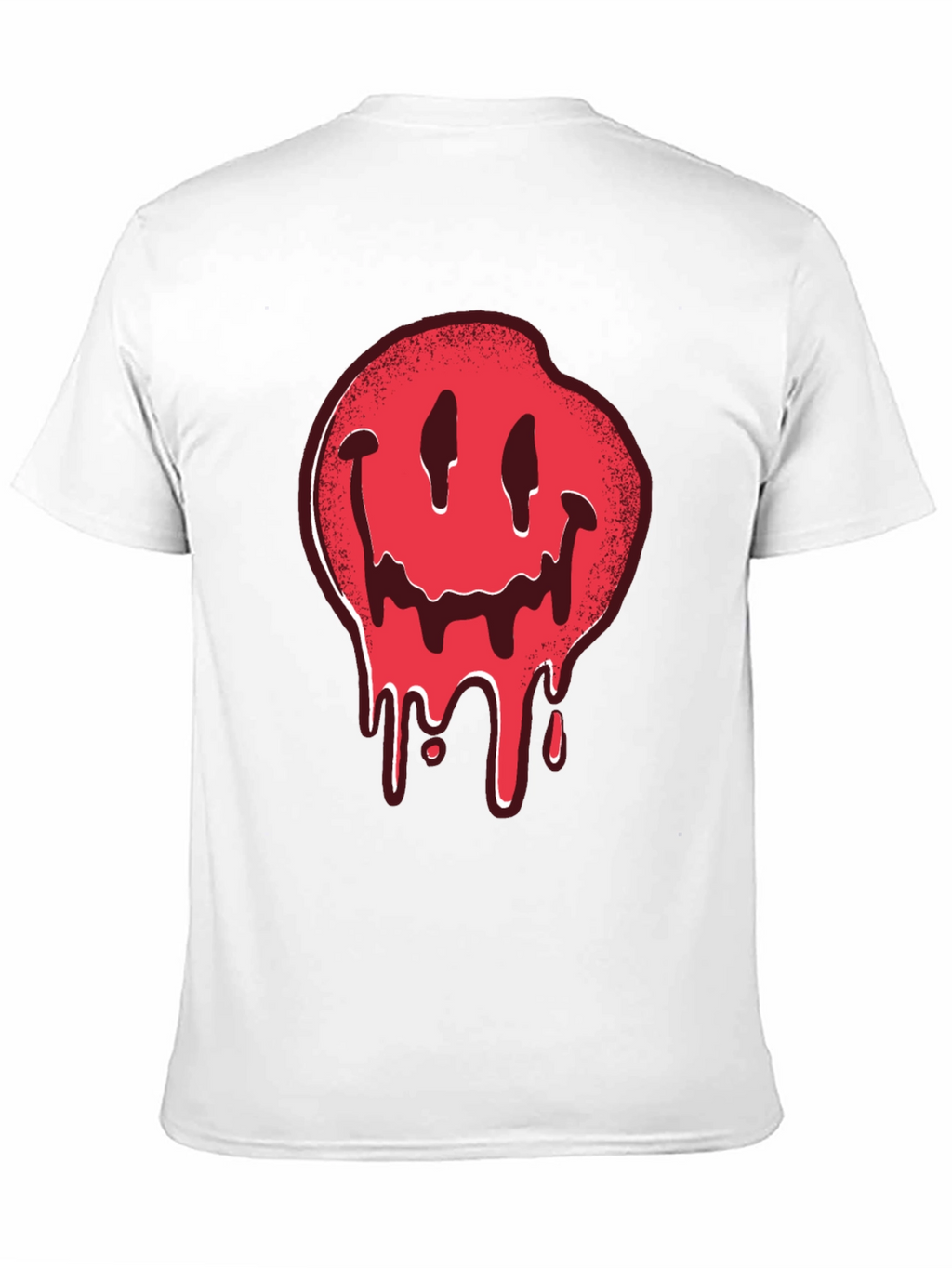 Melting Smiley Face Graphic Tee - Black Cotton T-Shirt