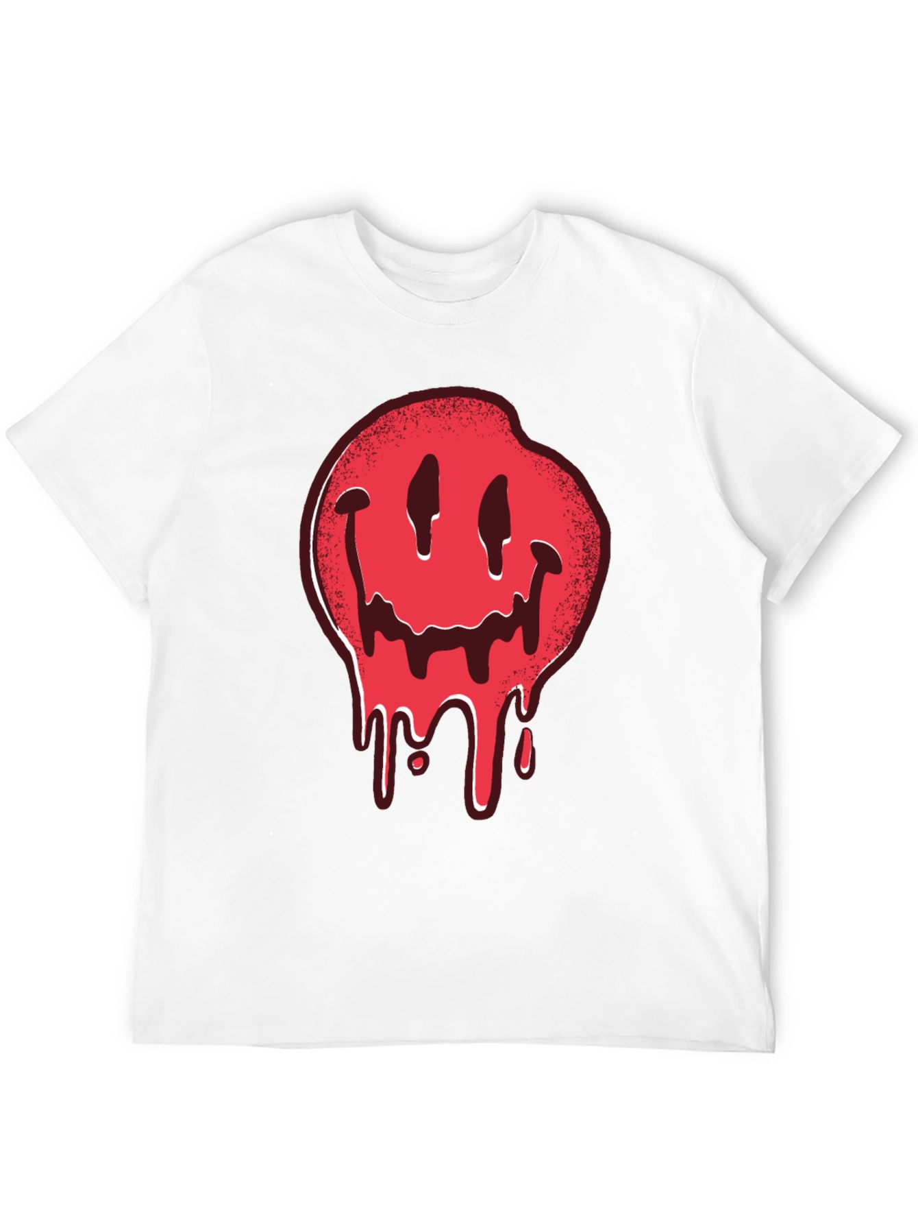 Melting Smiley Face Graphic Tee - Black Cotton T-Shirt