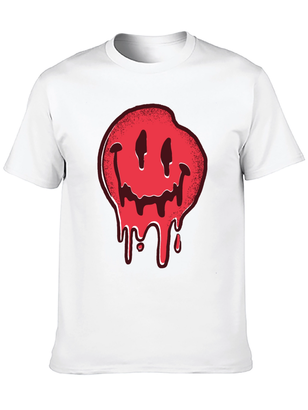 Melting Smiley Face Graphic Tee - Black Cotton T-Shirt