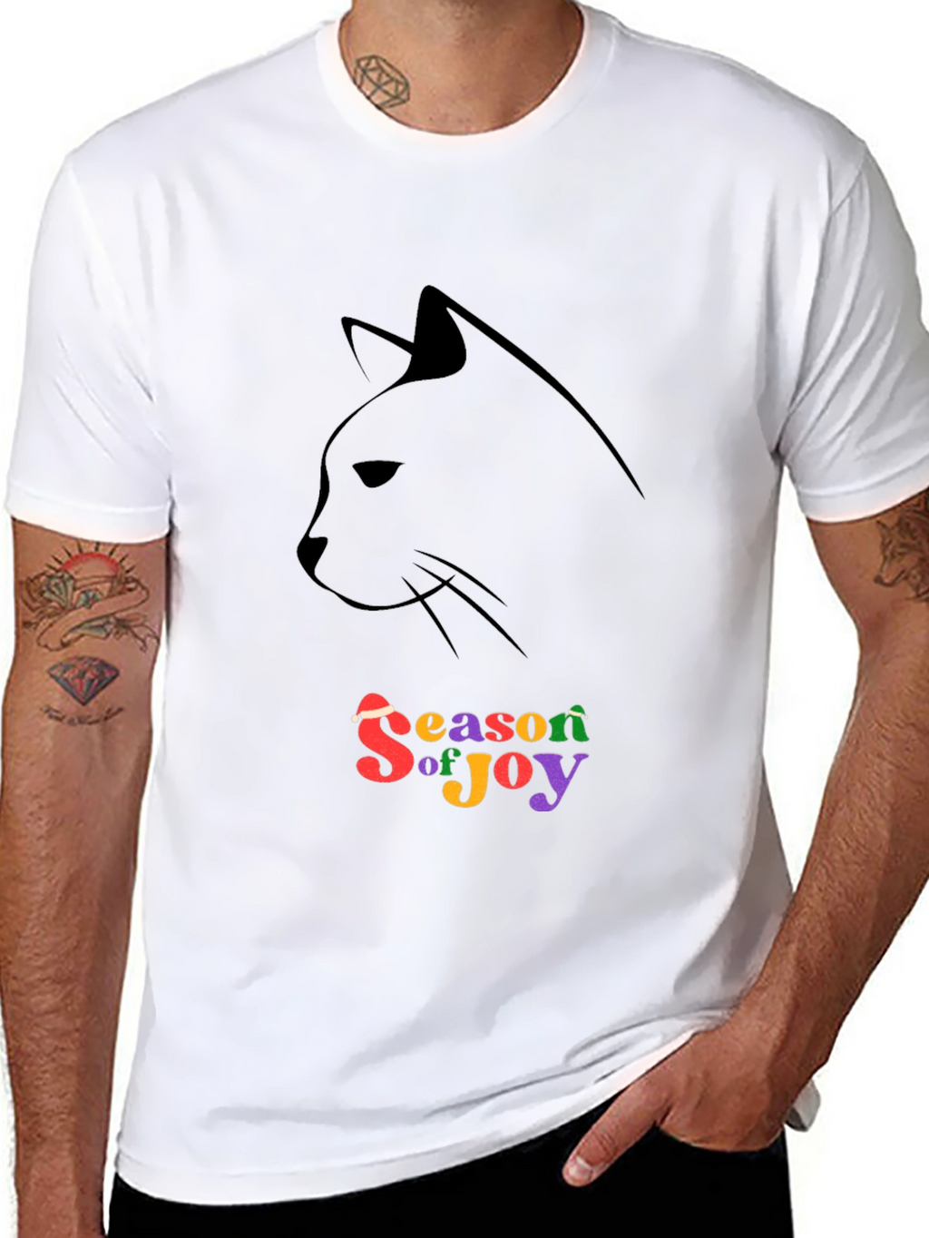 Season of Joy Cat Silhouette Black T-Shirt