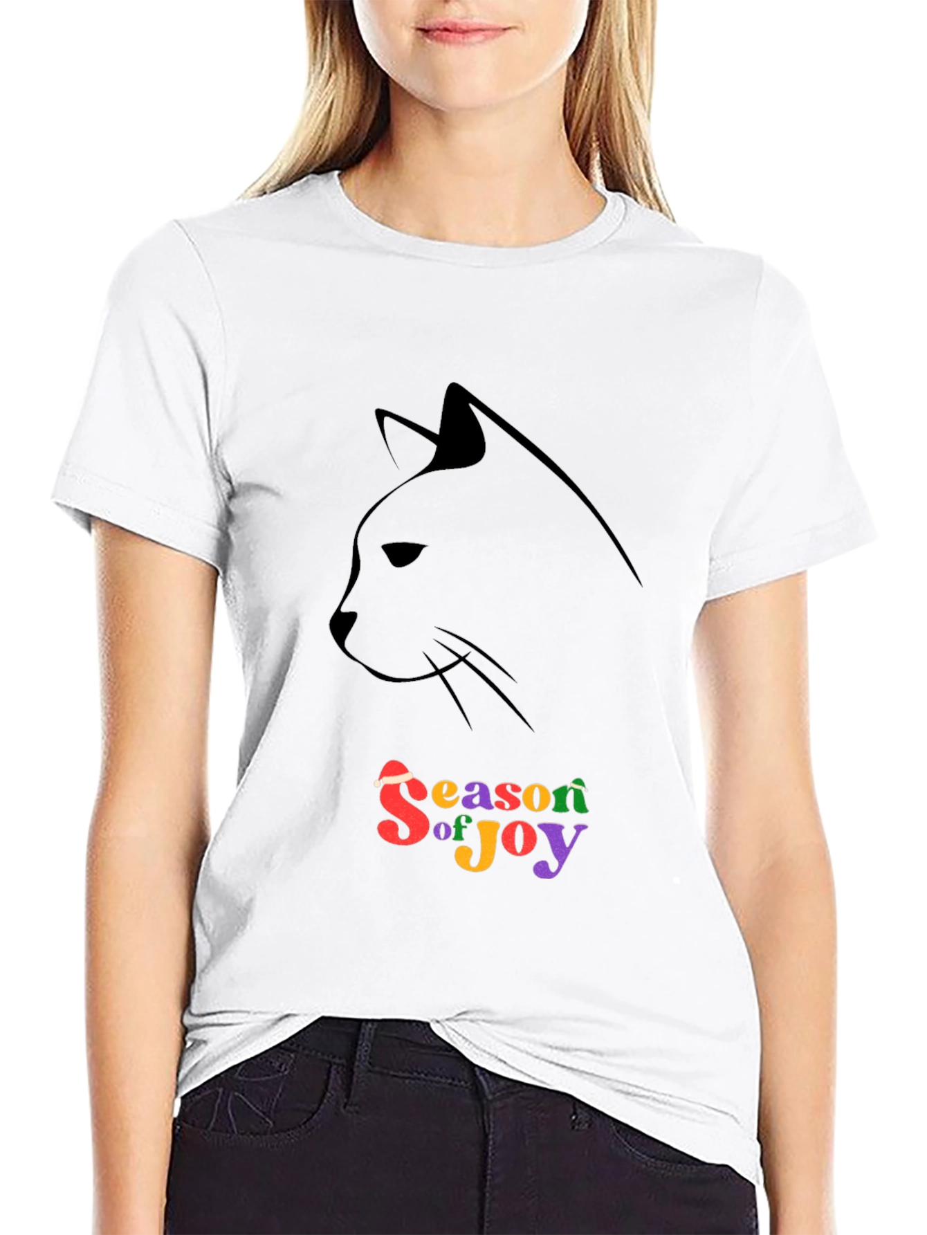 Season of Joy Cat Silhouette Black T-Shirt