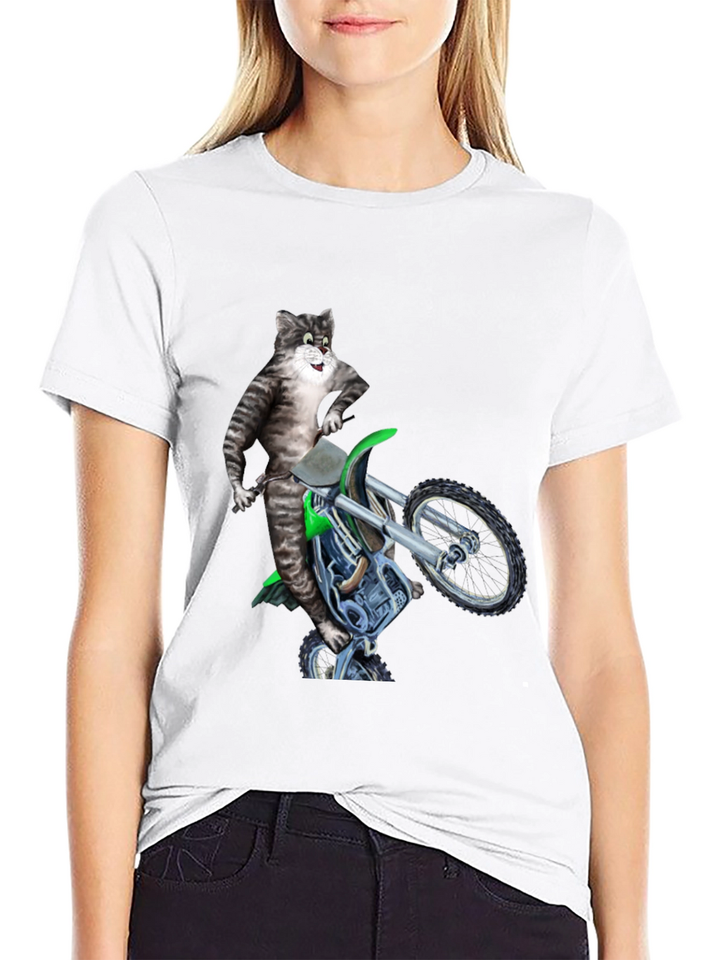 Cool Cat Riding Motorcycle Graphic Tee