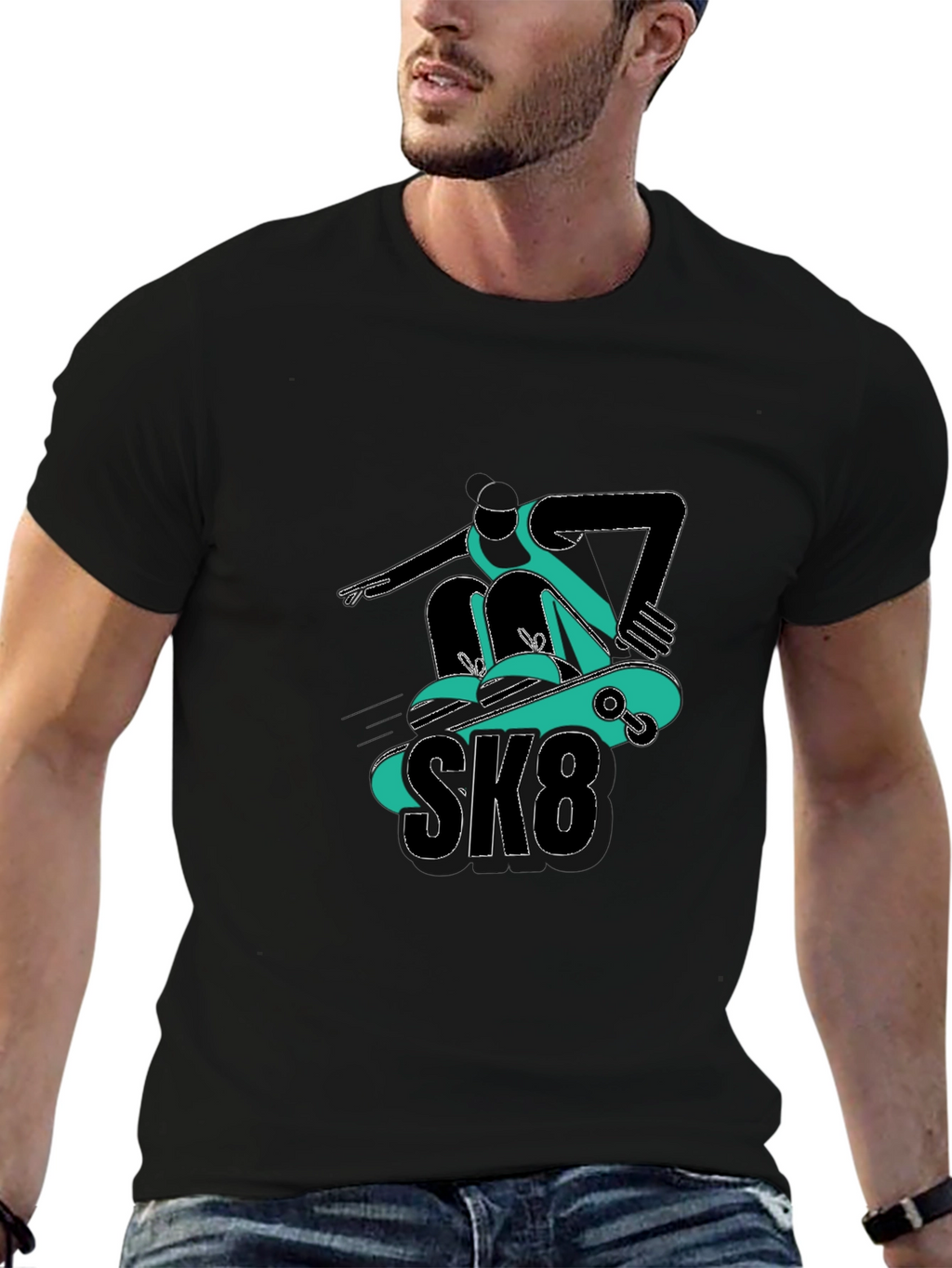 Cool SK8 Skateboarder Graphic Tee