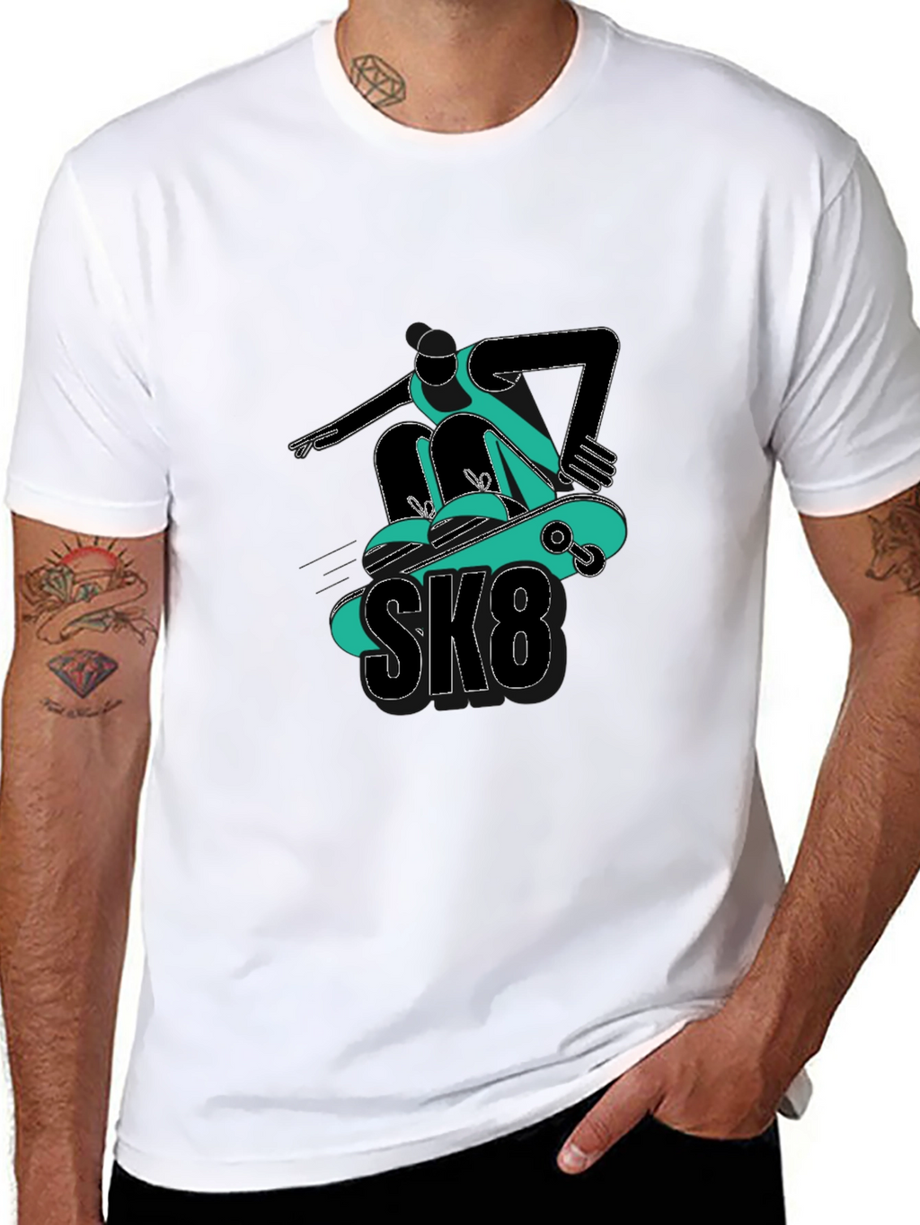 Cool SK8 Skateboarder Graphic Tee