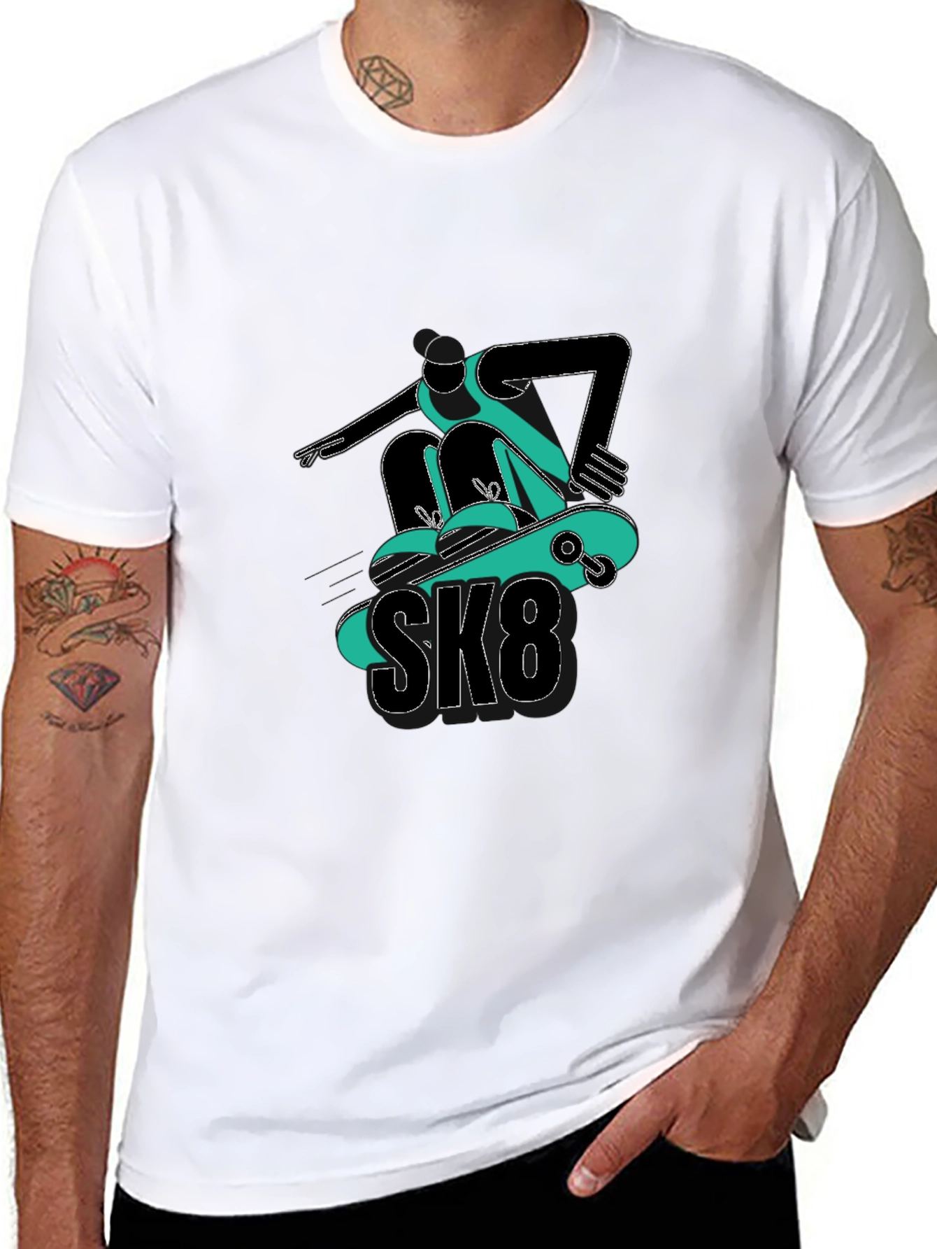 Cool SK8 Skateboarder Graphic Tee