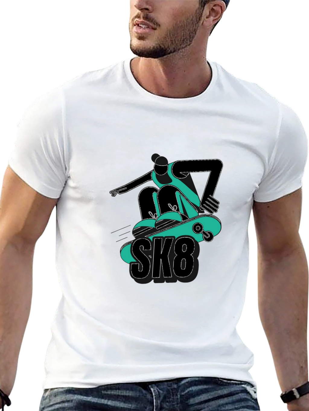Cool SK8 Skateboarder Graphic Tee
