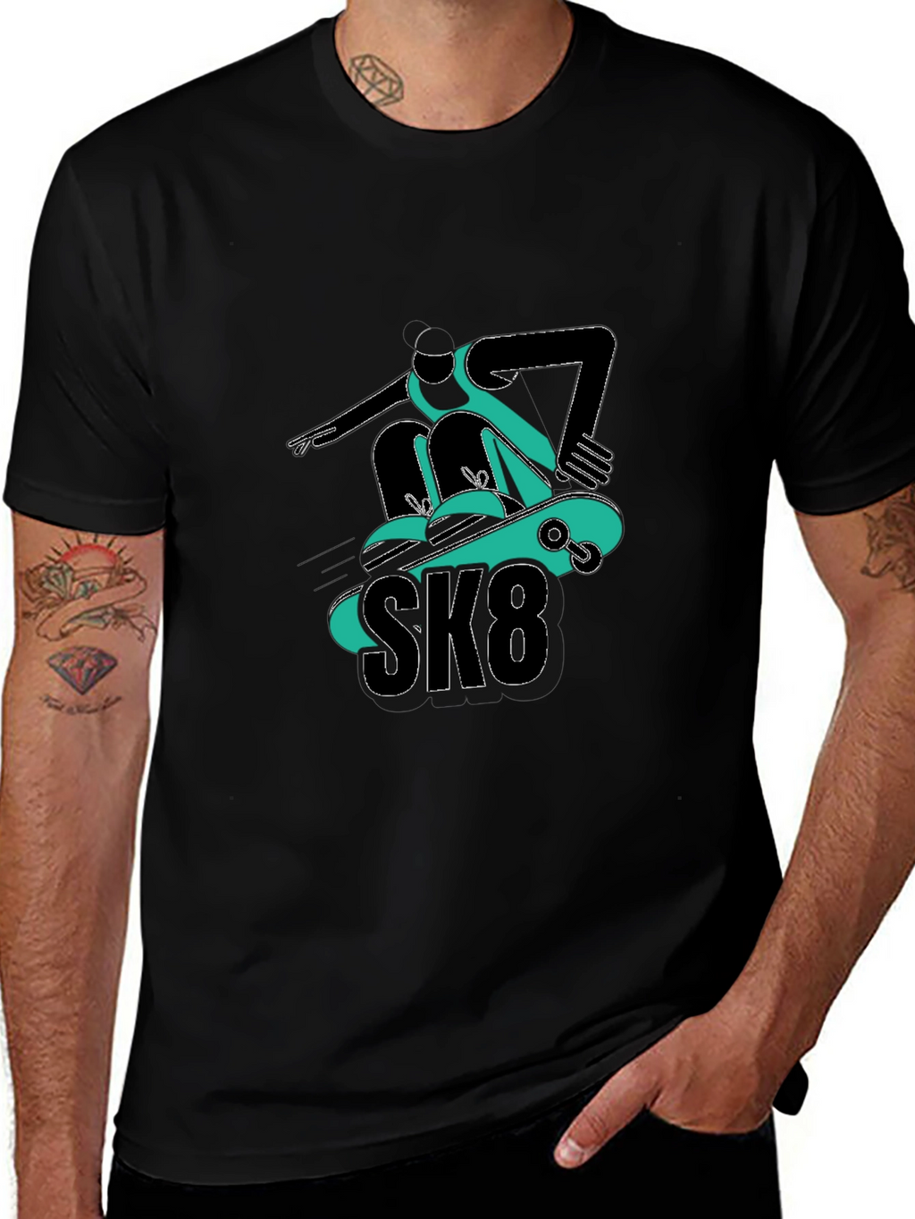Cool SK8 Skateboarder Graphic Tee