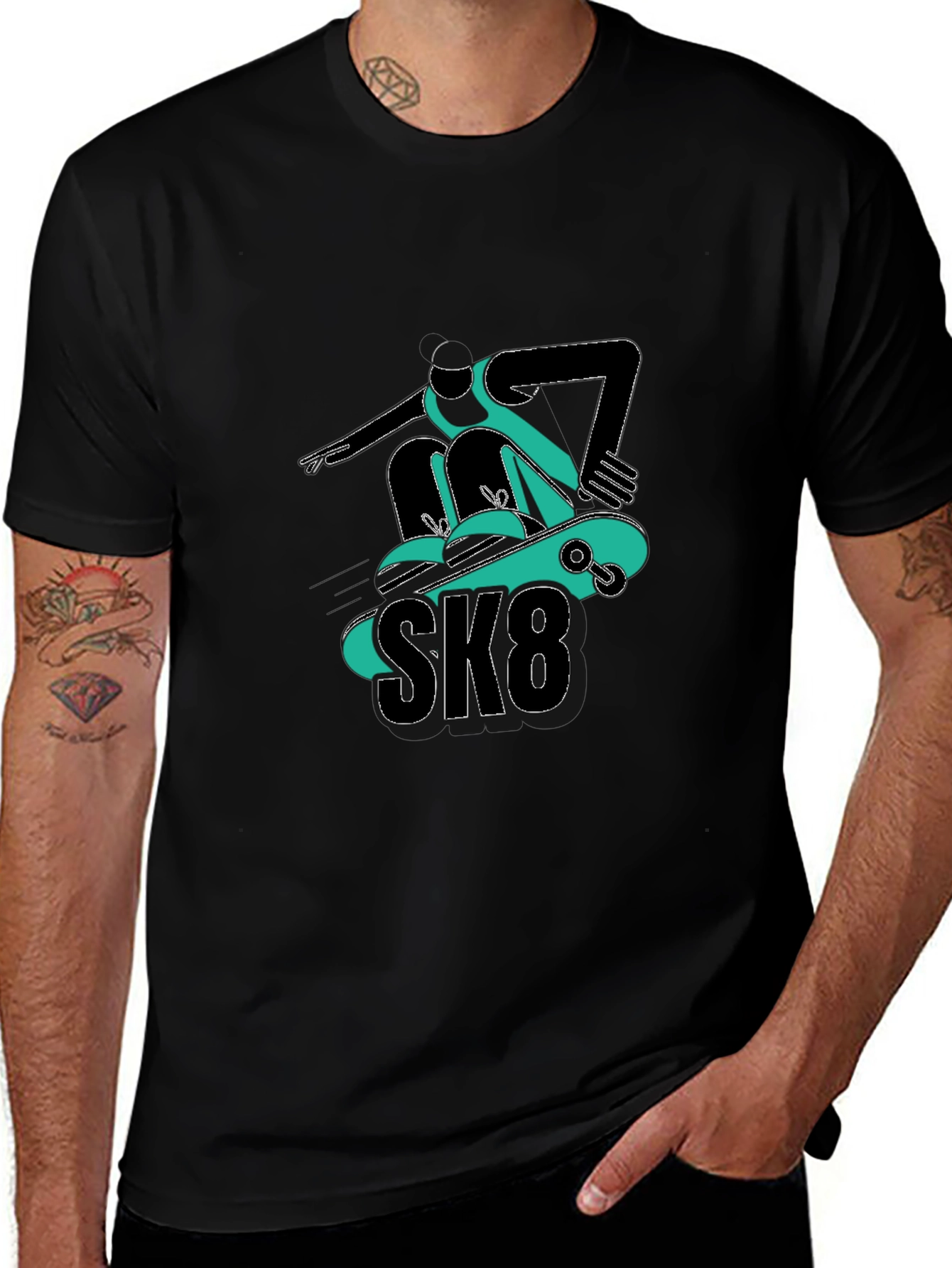 Cool SK8 Skateboarder Graphic Tee